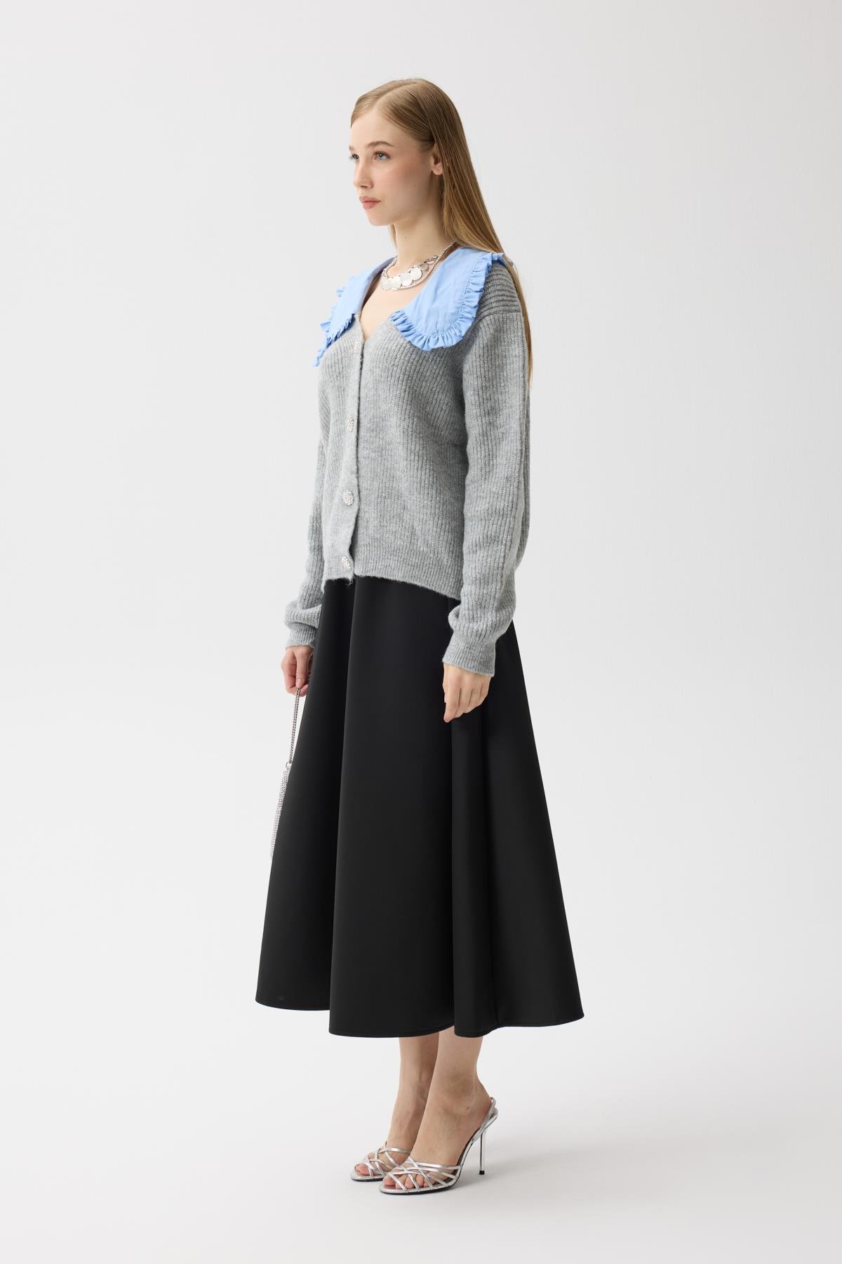 Bianca Bebe Yaka Hırka - Gri 