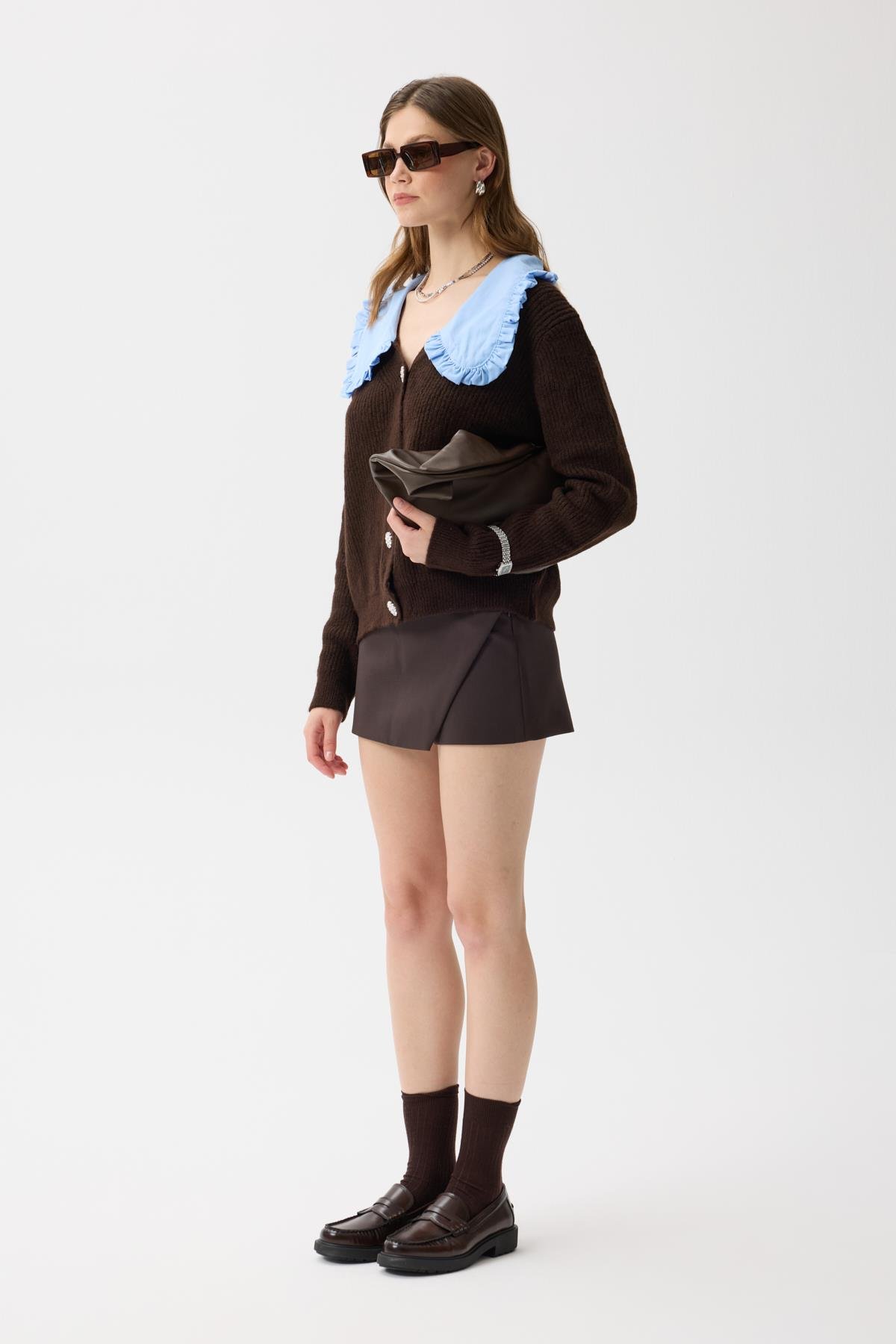 Bianca Bebe Yaka Hırka - Kahverengi