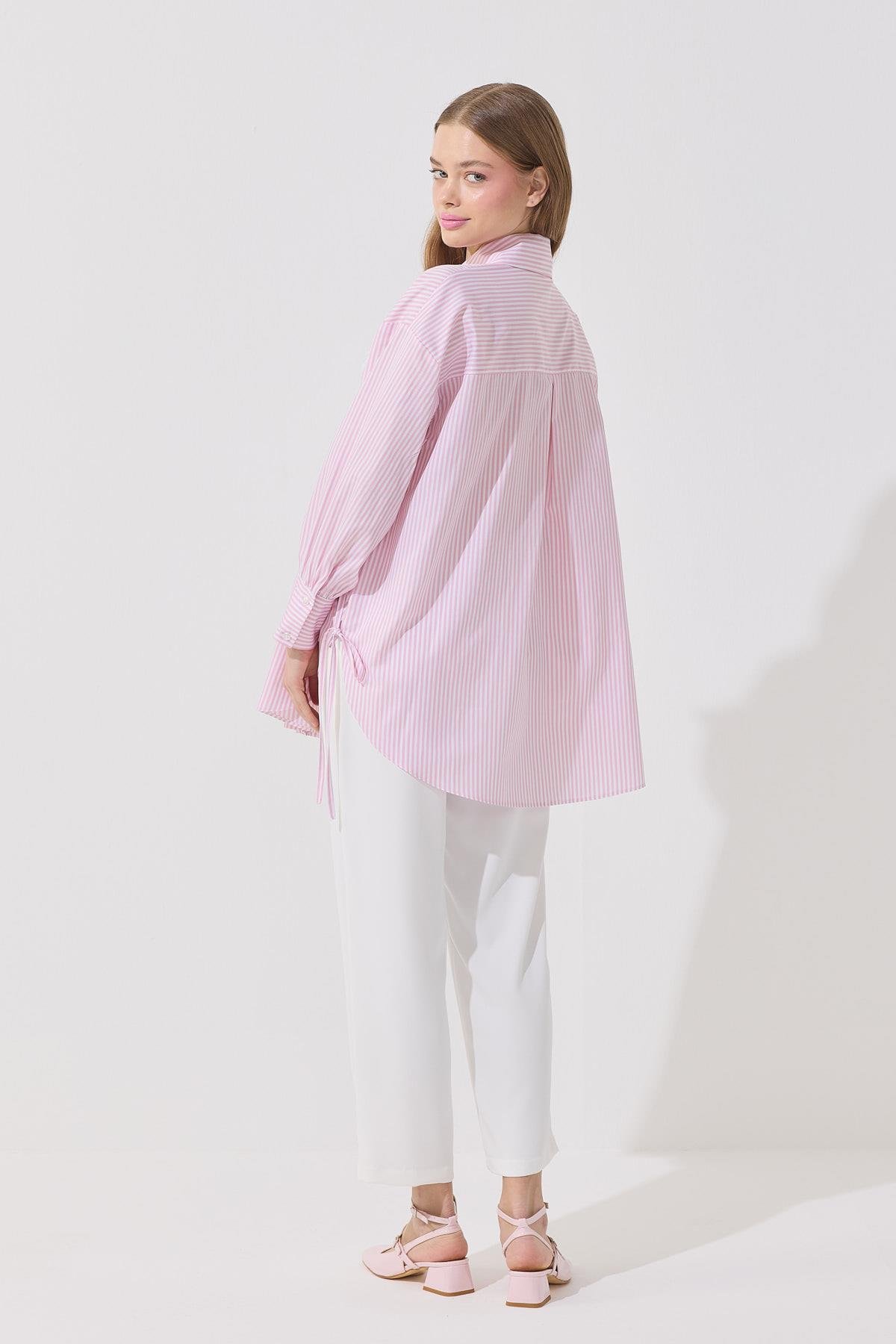 Billie Güpür Detaylı Bağcıklı Gömlek - Pembe 