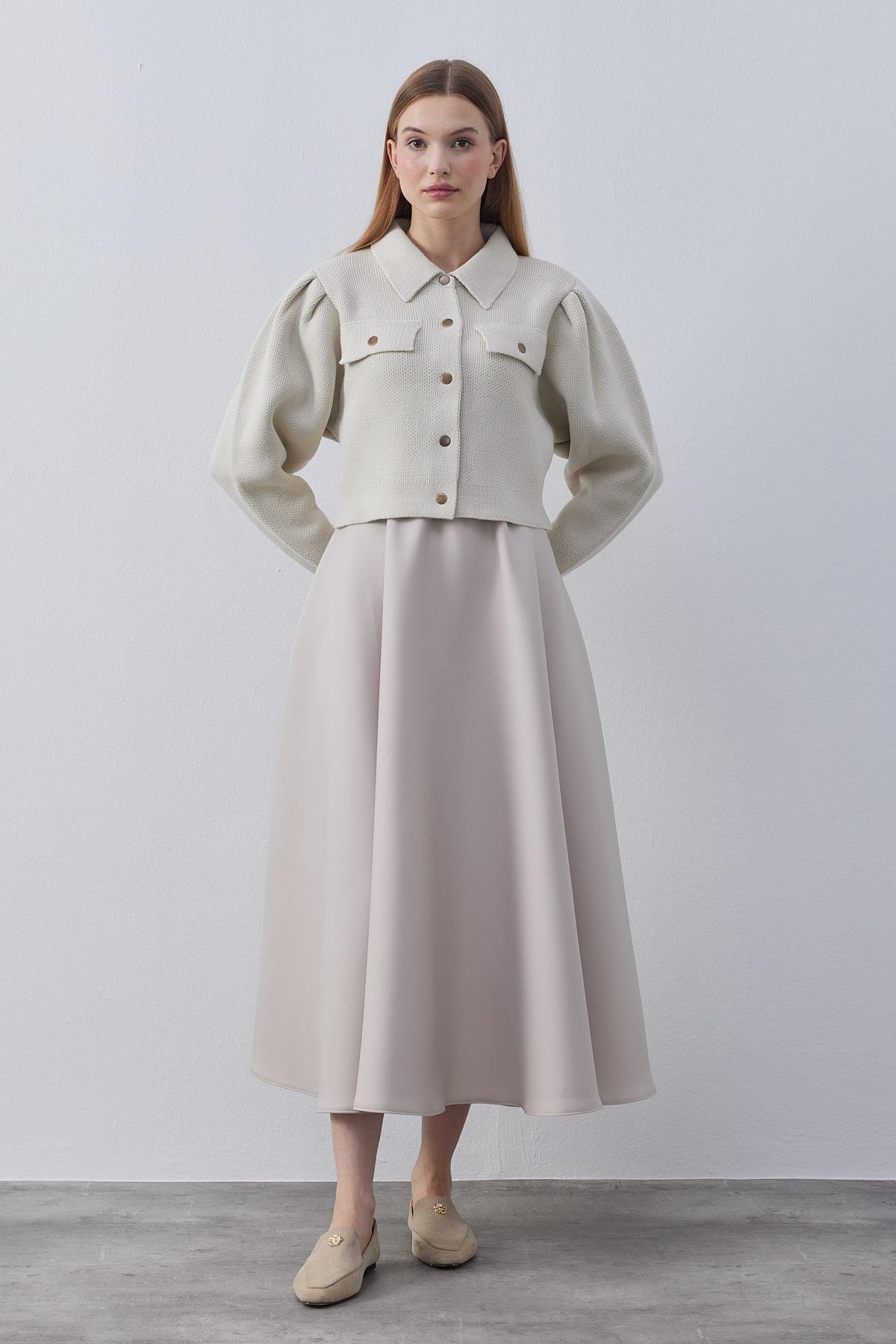 Blair Çıtçıtlı Triko Ceket-Bej