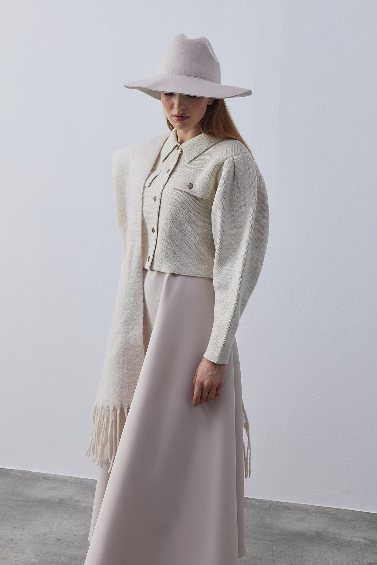 Blair Çıtçıtlı Triko Ceket-Bej