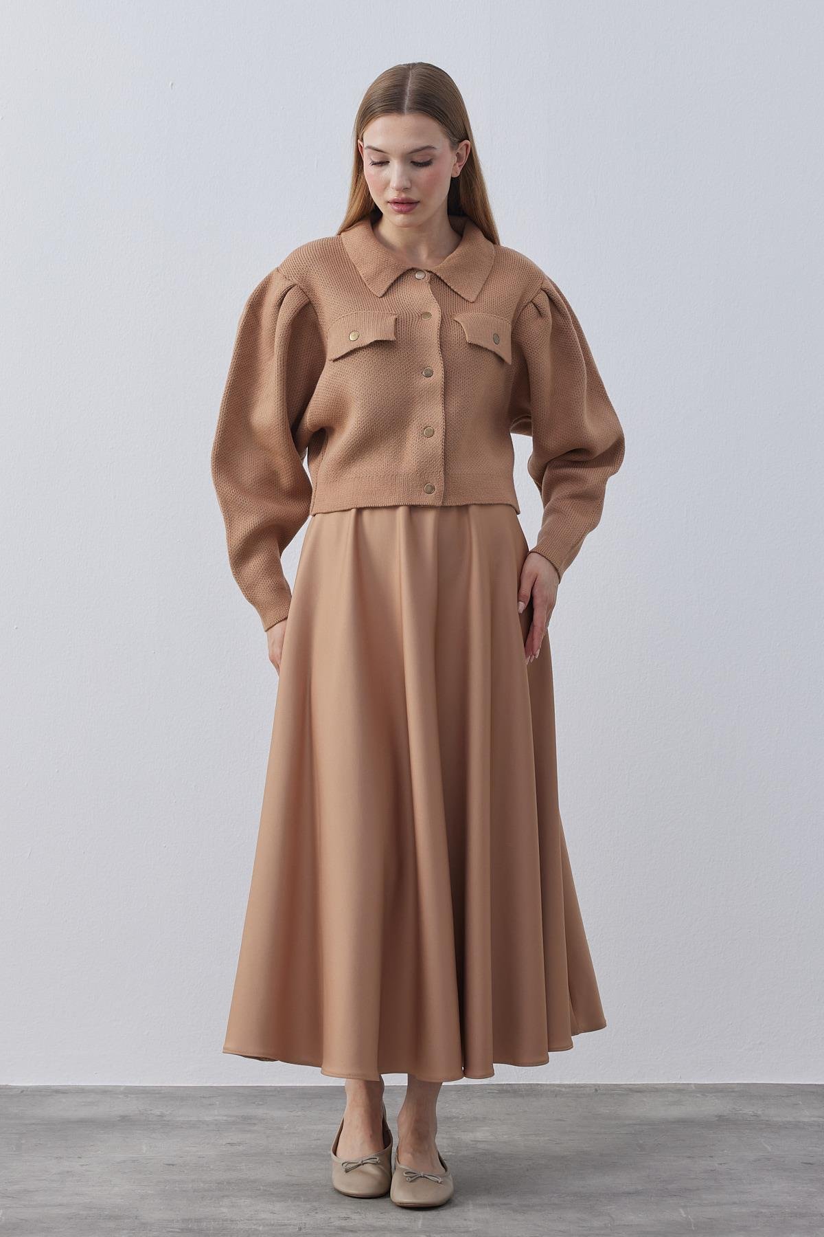 Blair Çıtçıtlı Triko Ceket- Camel