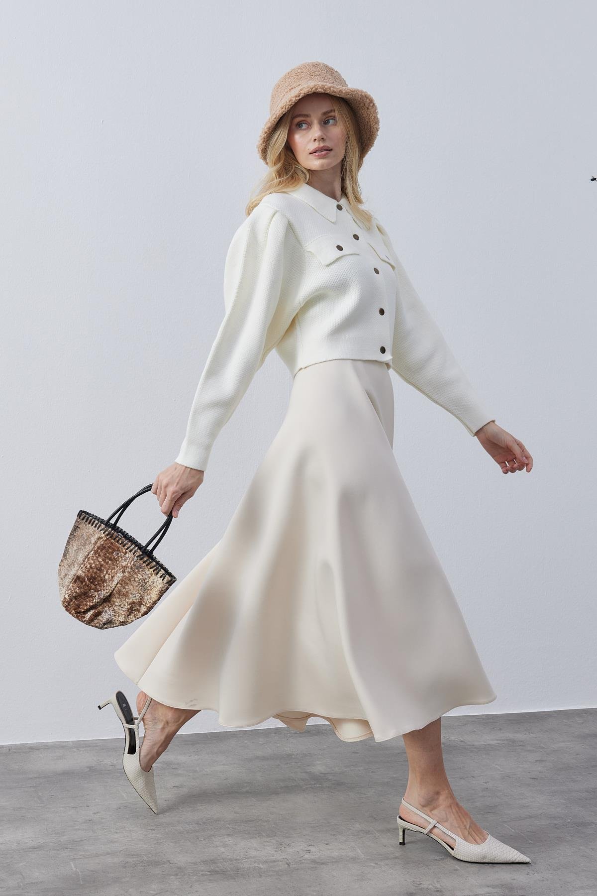 Blair Çıtçıtlı Triko Ceket-Ekru