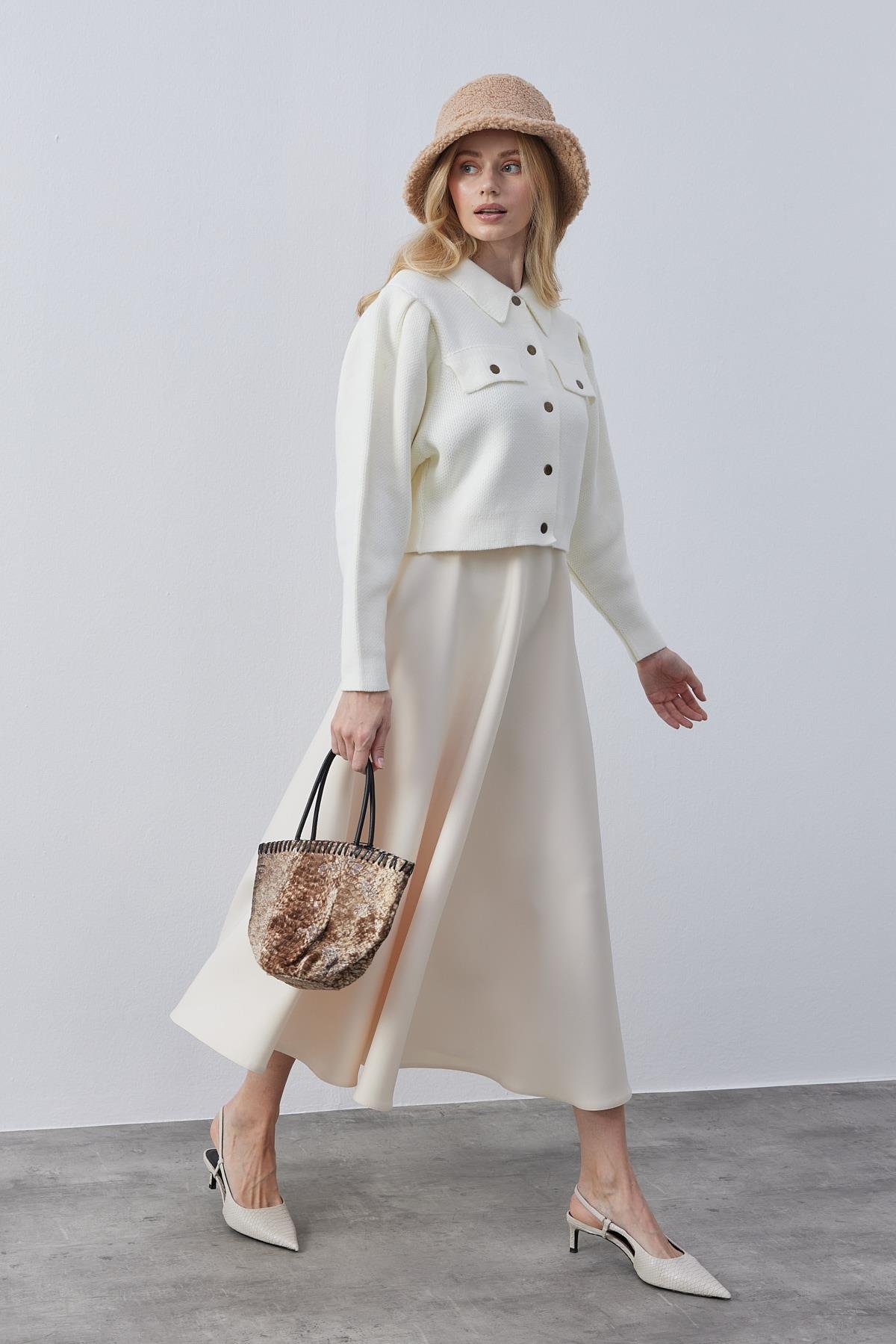 Blair Çıtçıtlı Triko Ceket-Ekru