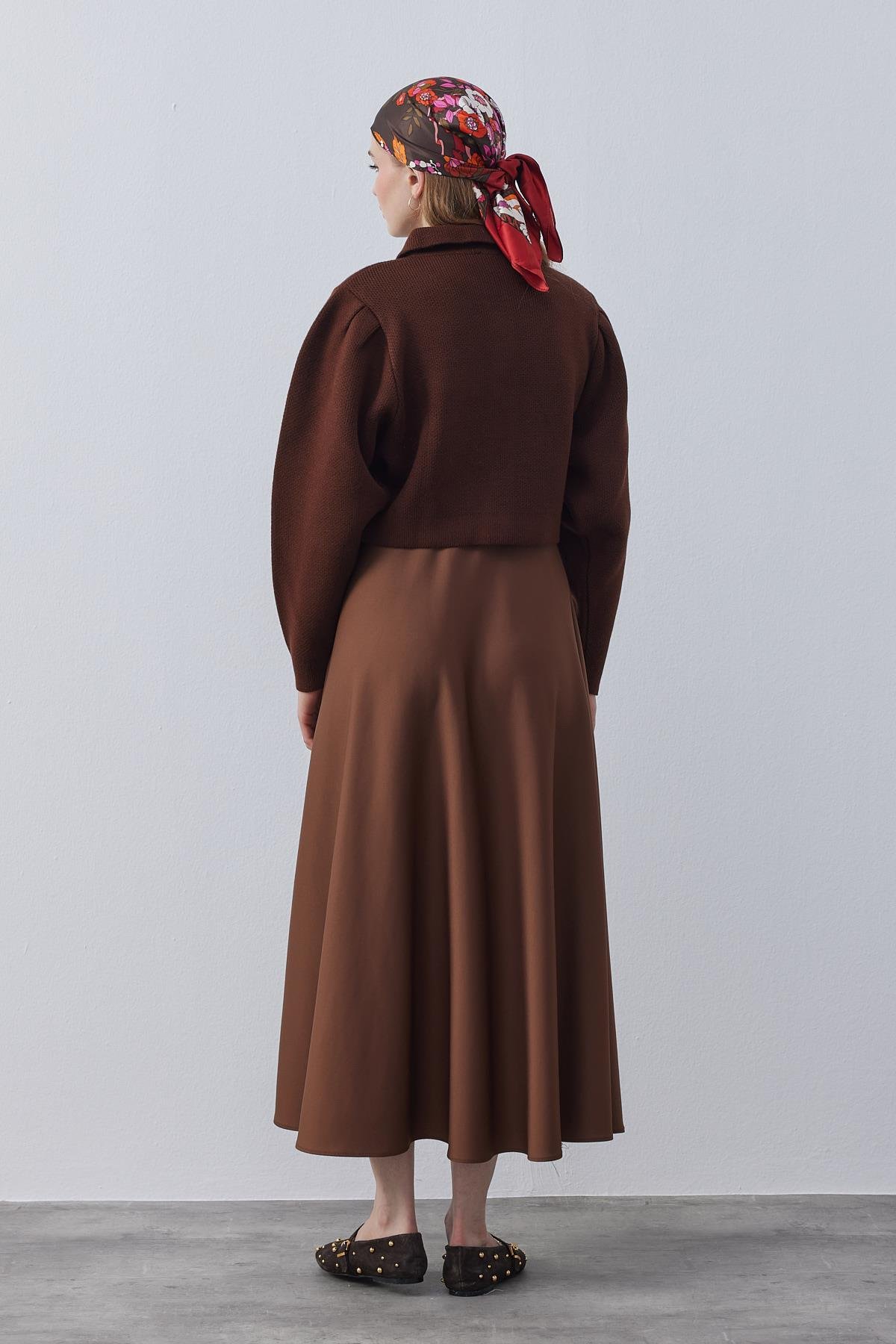 Blair Çıtçıtlı Triko Ceket - Kahverengi