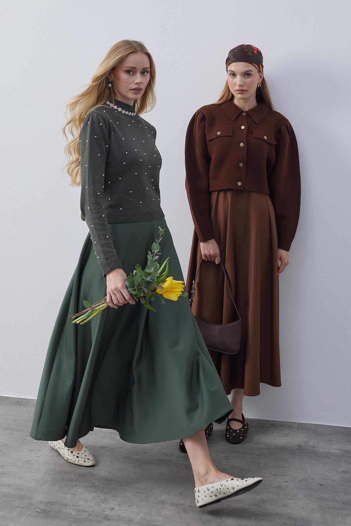 Blair Çıtçıtlı Triko Ceket - Kahverengi