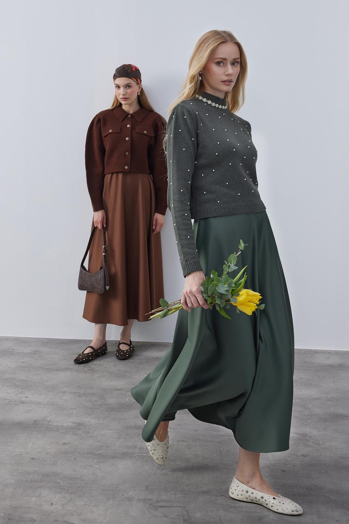 Blair Çıtçıtlı Triko Ceket - Kahverengi