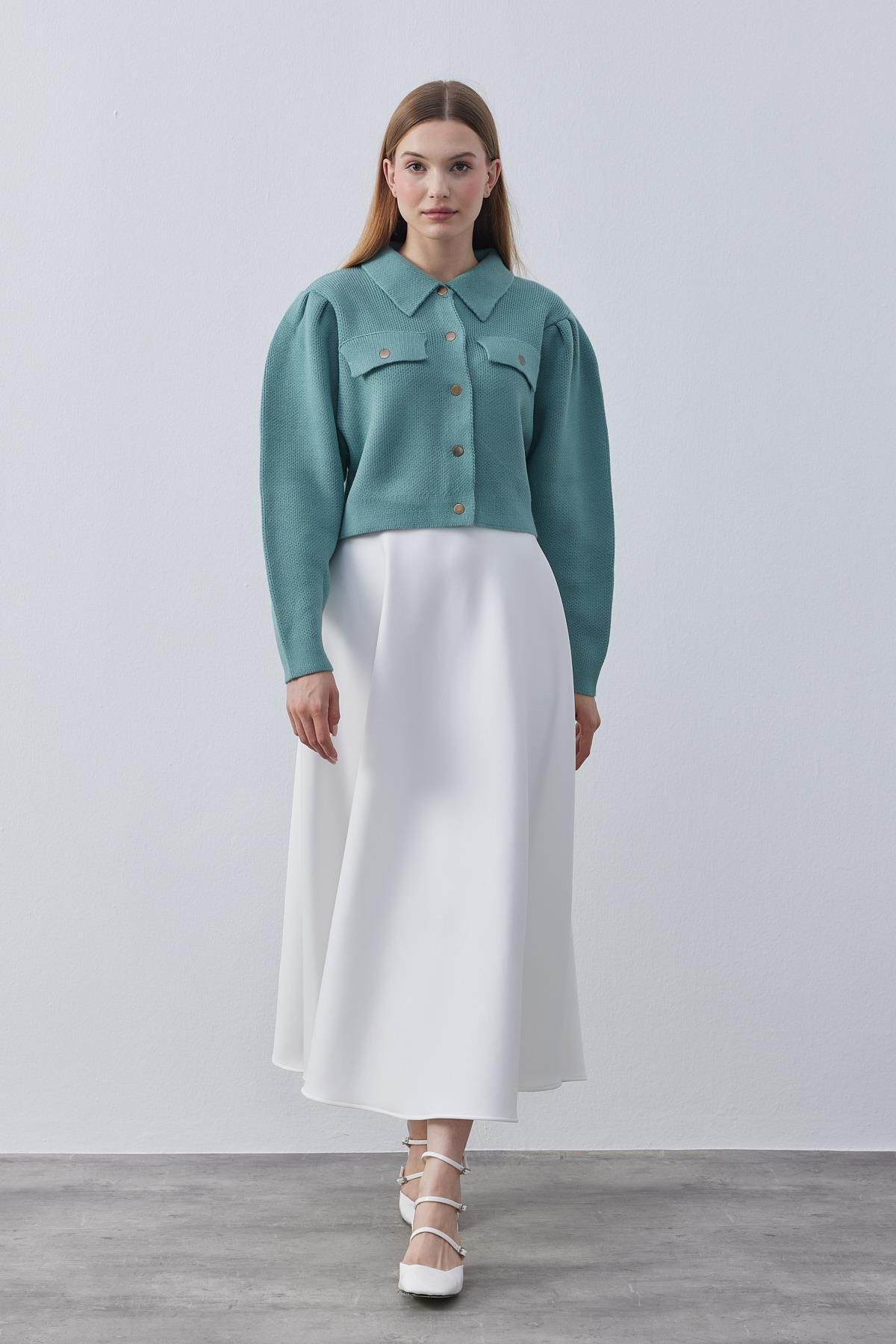 Blair Çıtçıtlı Triko Ceket- Mint yeşil