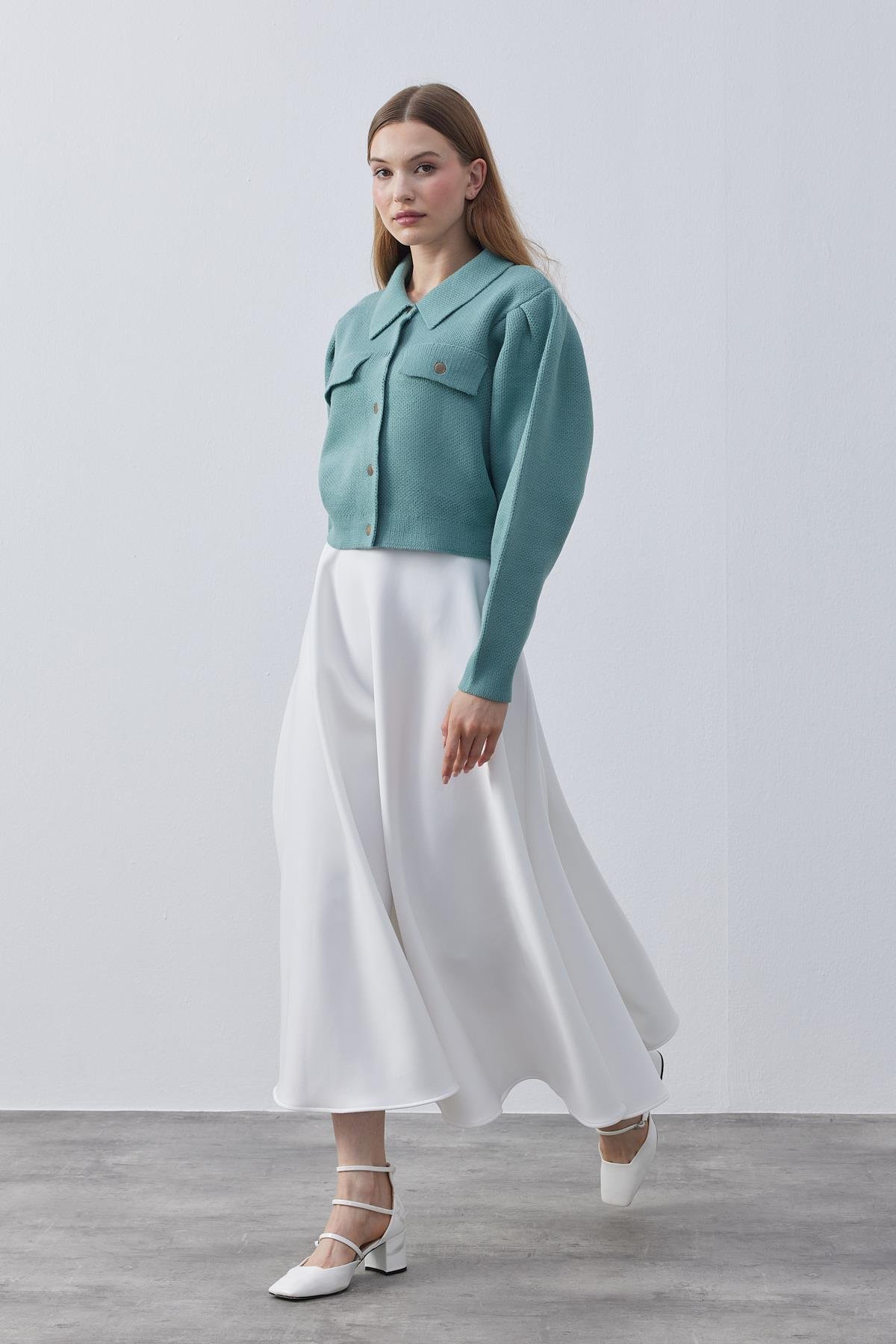 Blair Çıtçıtlı Triko Ceket- Mint yeşil