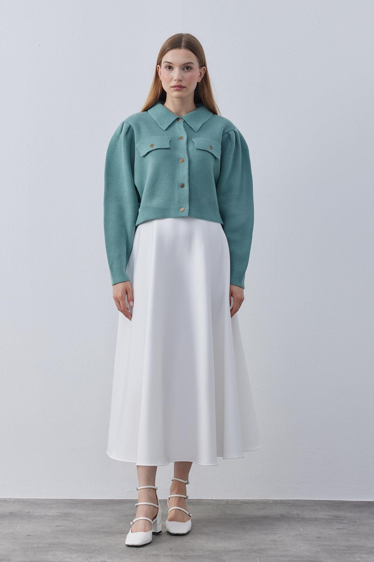 Blair Çıtçıtlı Triko Ceket- Mint yeşil