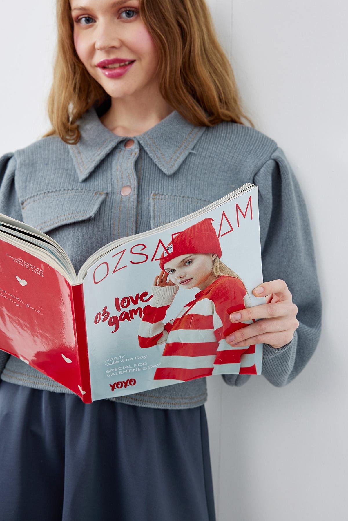 BLAİR OMUZ PİLE DETAYLI ÇITÇITLI TRİKO CEKET - GRİ 