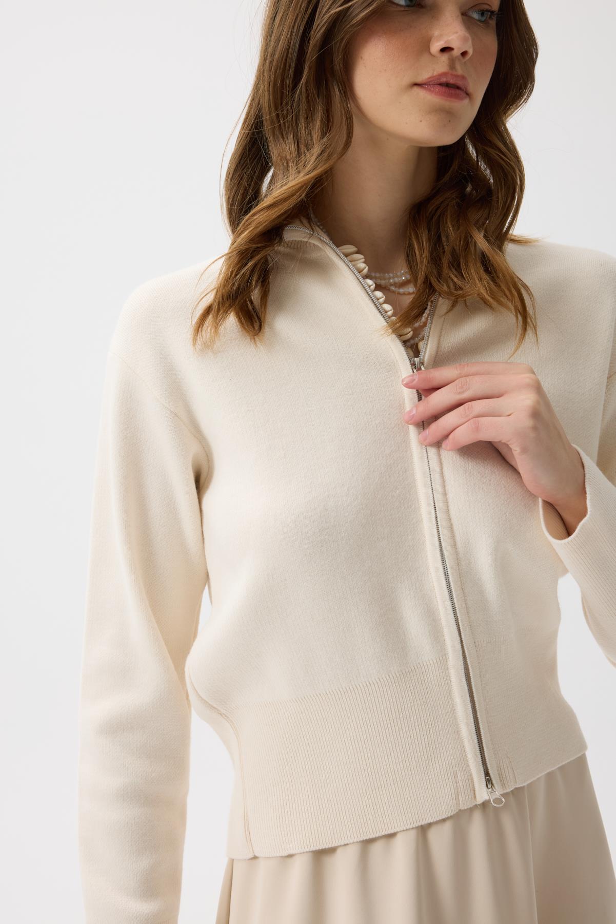 Blanche Yüksek Yaka Hırka - Krem