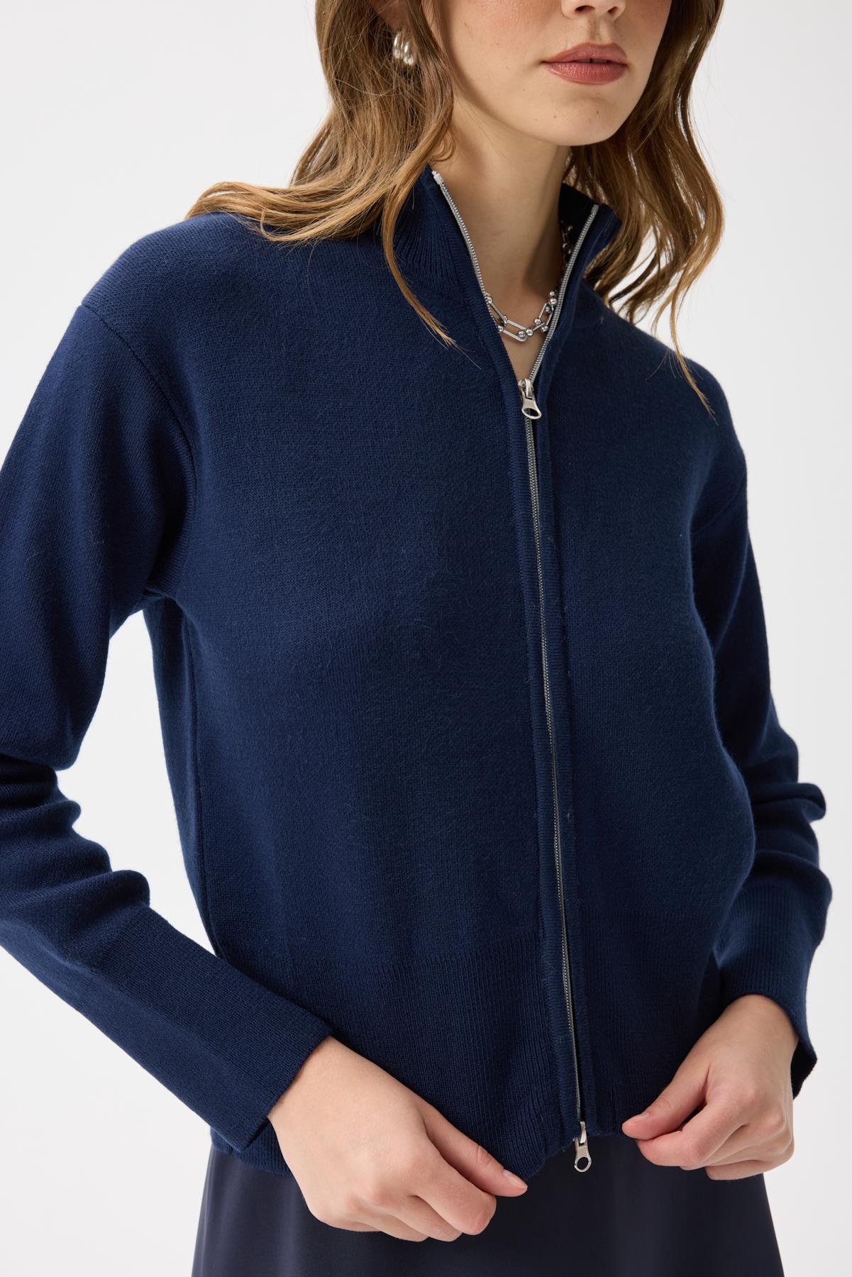 Blanche Yüksek Yaka Hırka - Lacivert