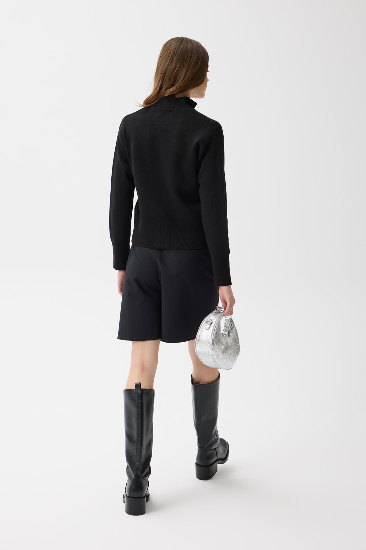 Blanche Yüksek Yaka Hırka - Siyah