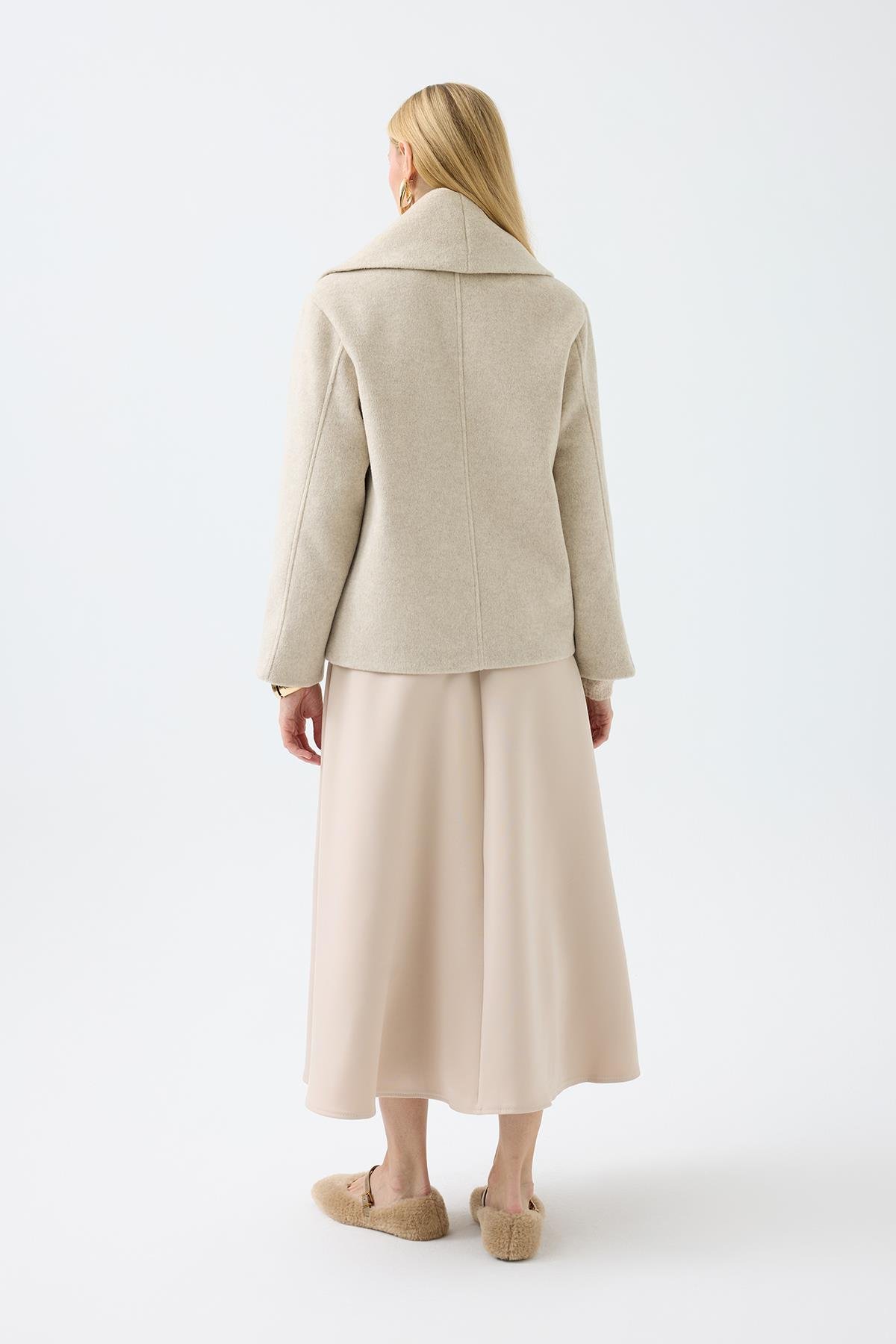 Blossom Atkılı Kaşe Kaban - Bej 