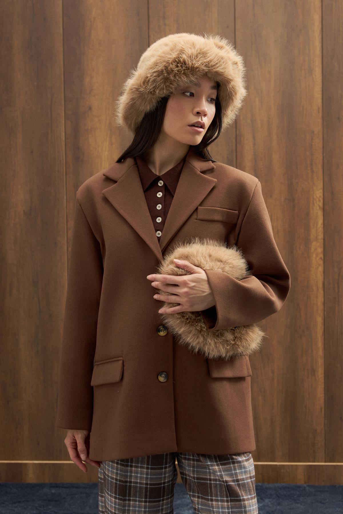 Boho Peluş Çanta - Camel 