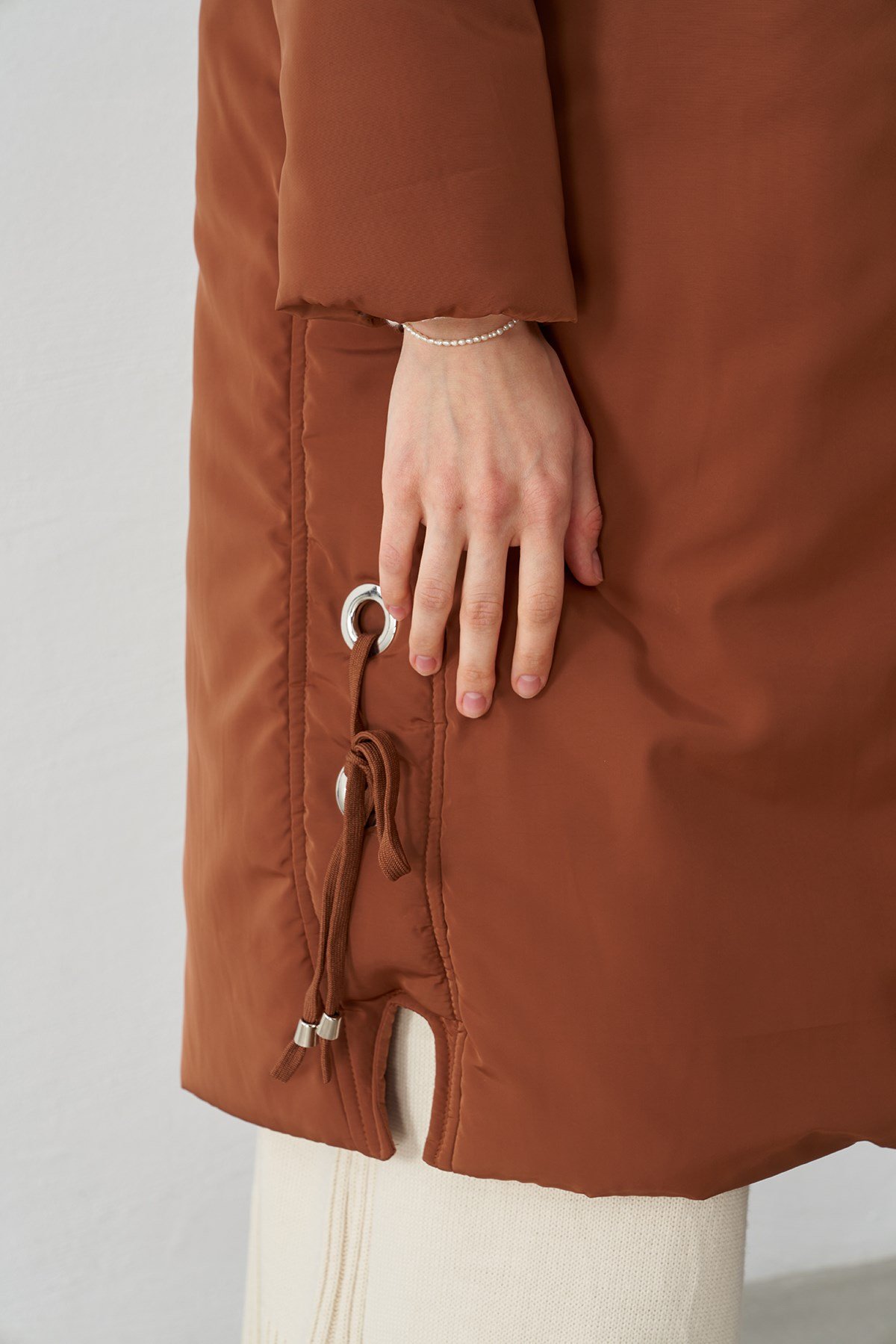 Bomb Kürklü Şişme Mont - Kahve