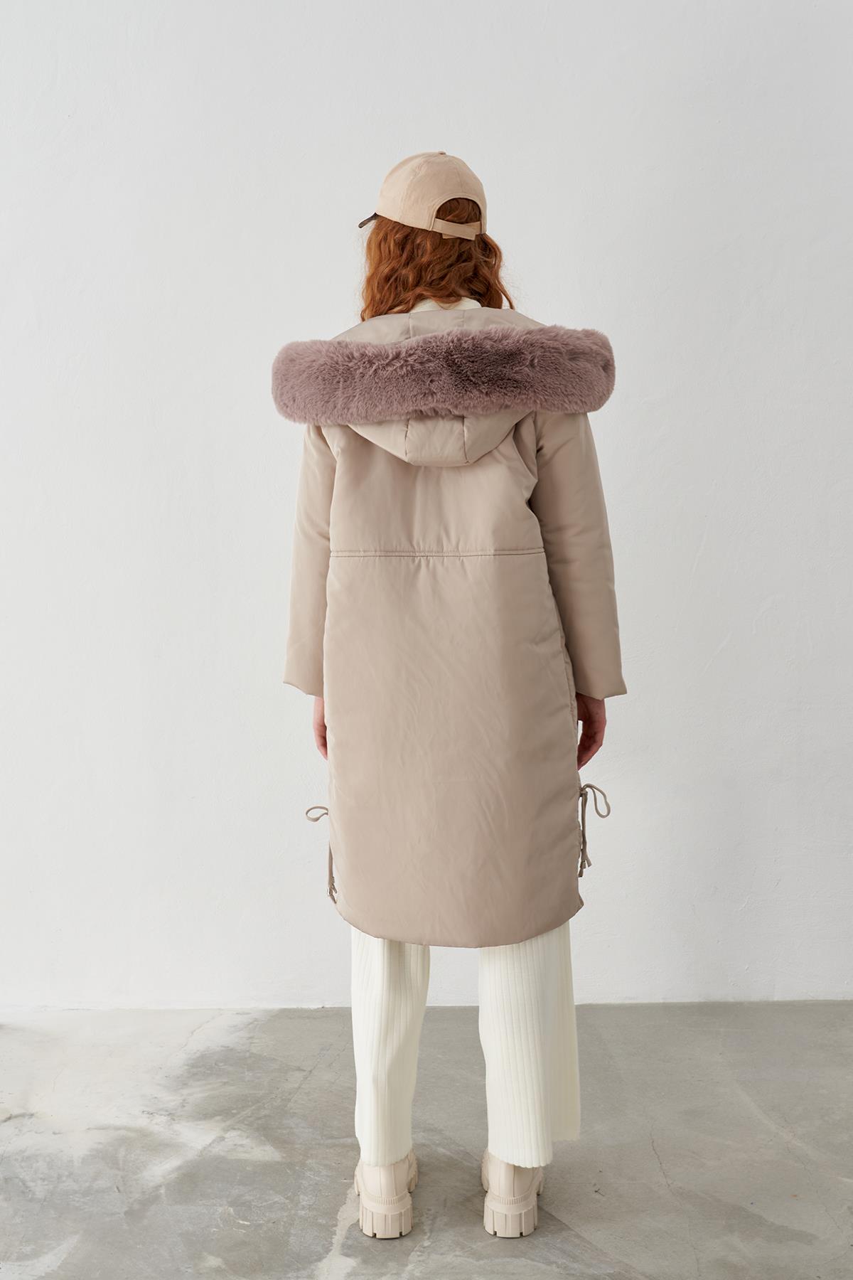 Bomb Kürklü Şişme Mont - Vizon