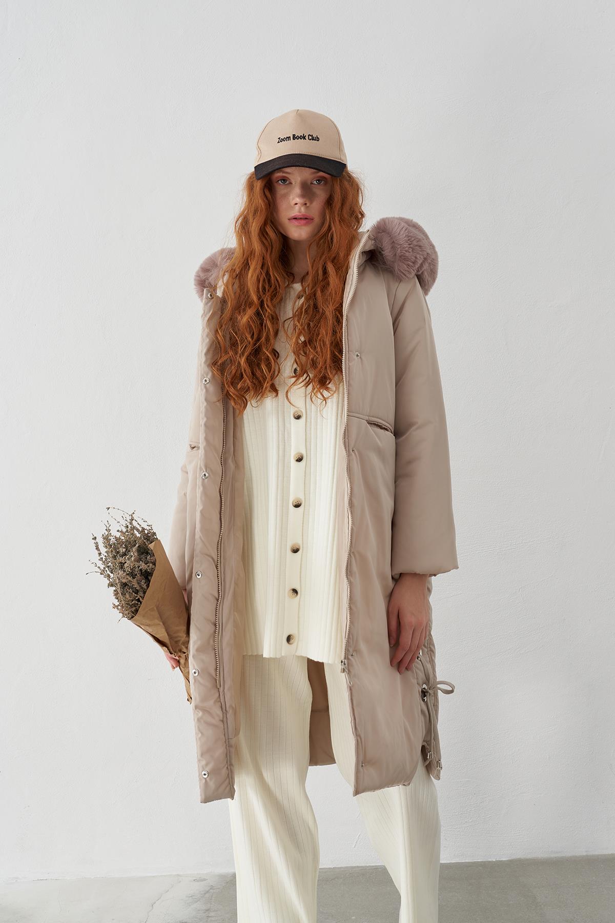 Bomb Kürklü Şişme Mont - Vizon