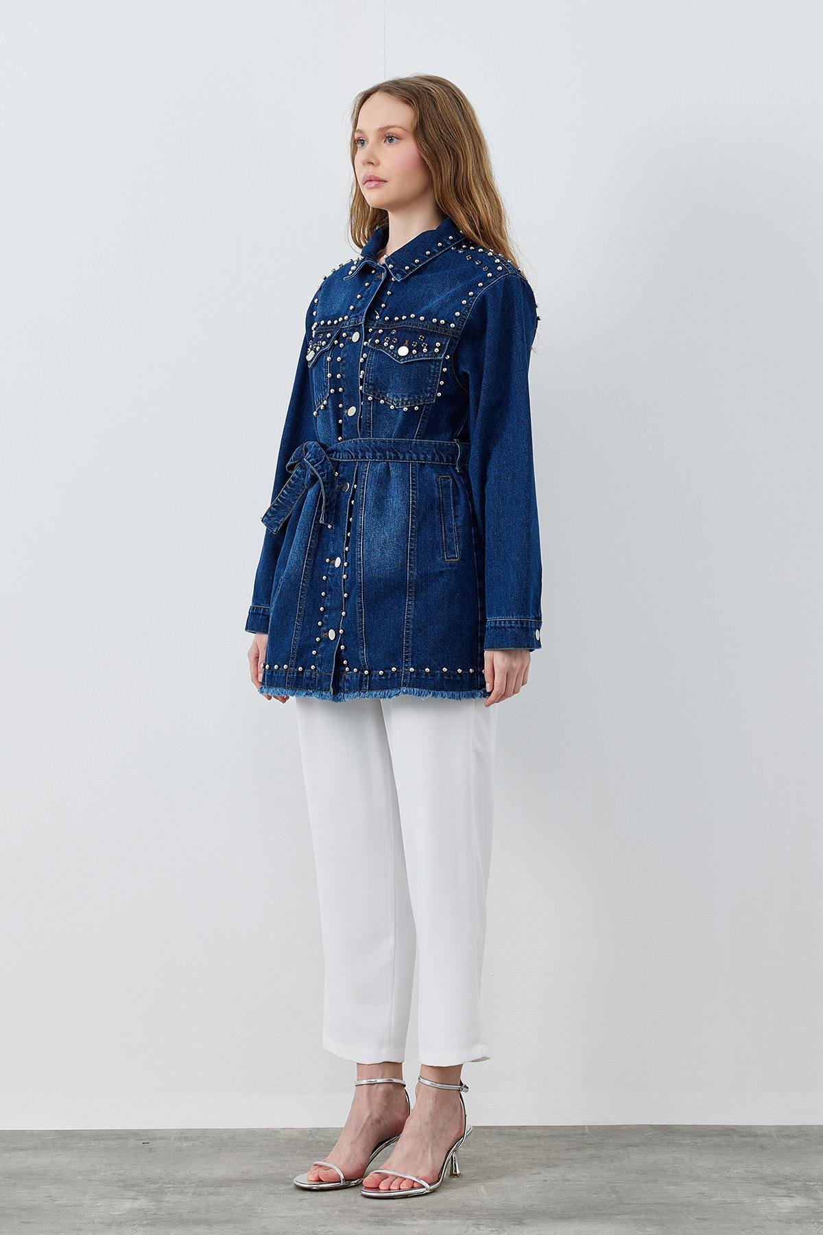 CAMELİA ZIMBALI DERİ CEKET- KOYU MAVİ 