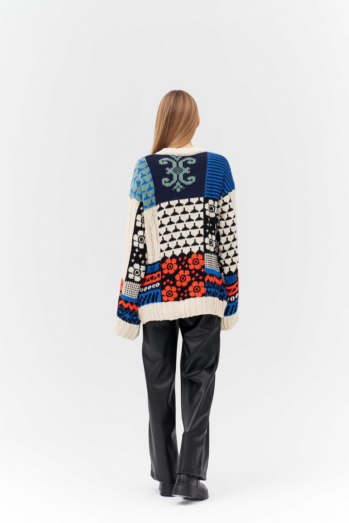 CARLA PALAZZO ÖNDEN DİKİŞLİ DERİ PANTOLON - SİYAH 