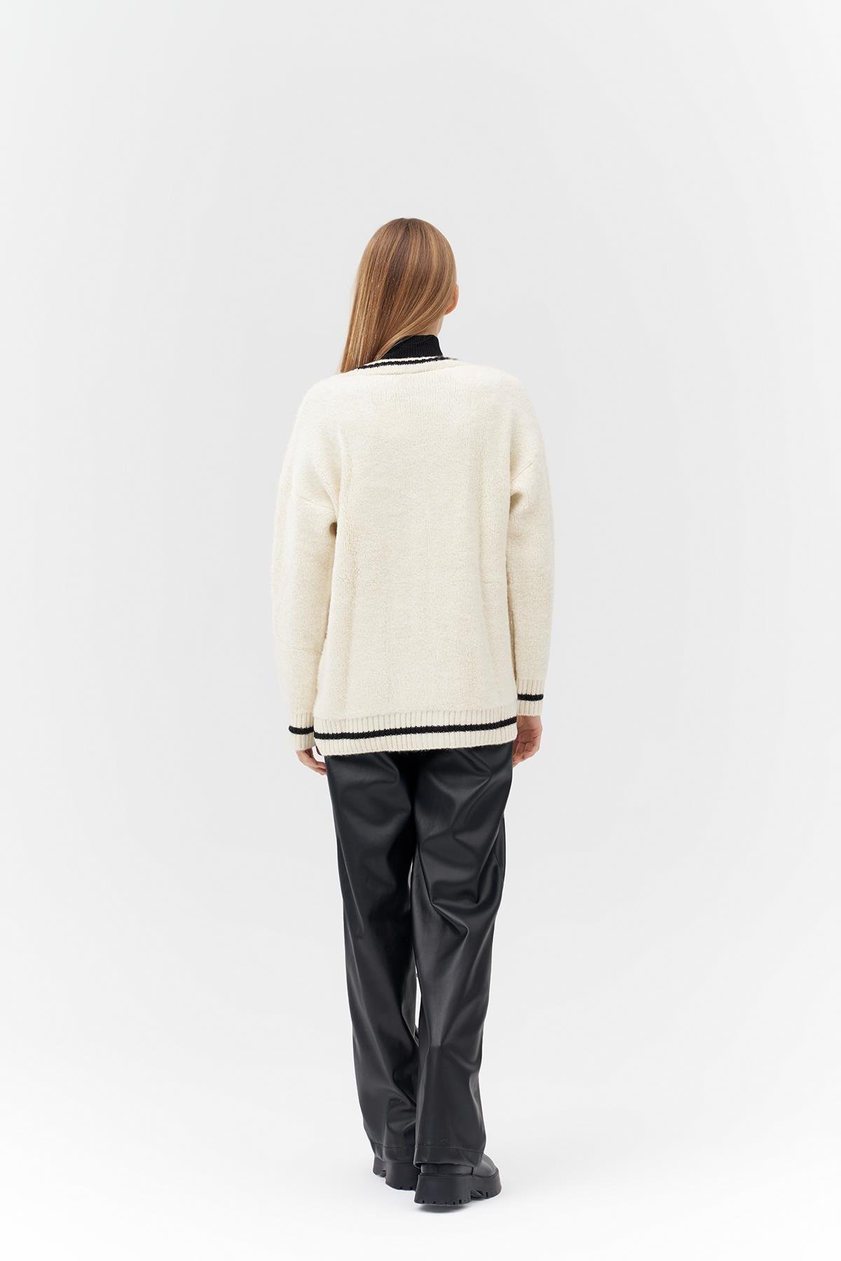 CARLA PALAZZO ÖNDEN DİKİŞLİ DERİ PANTOLON - SİYAH 