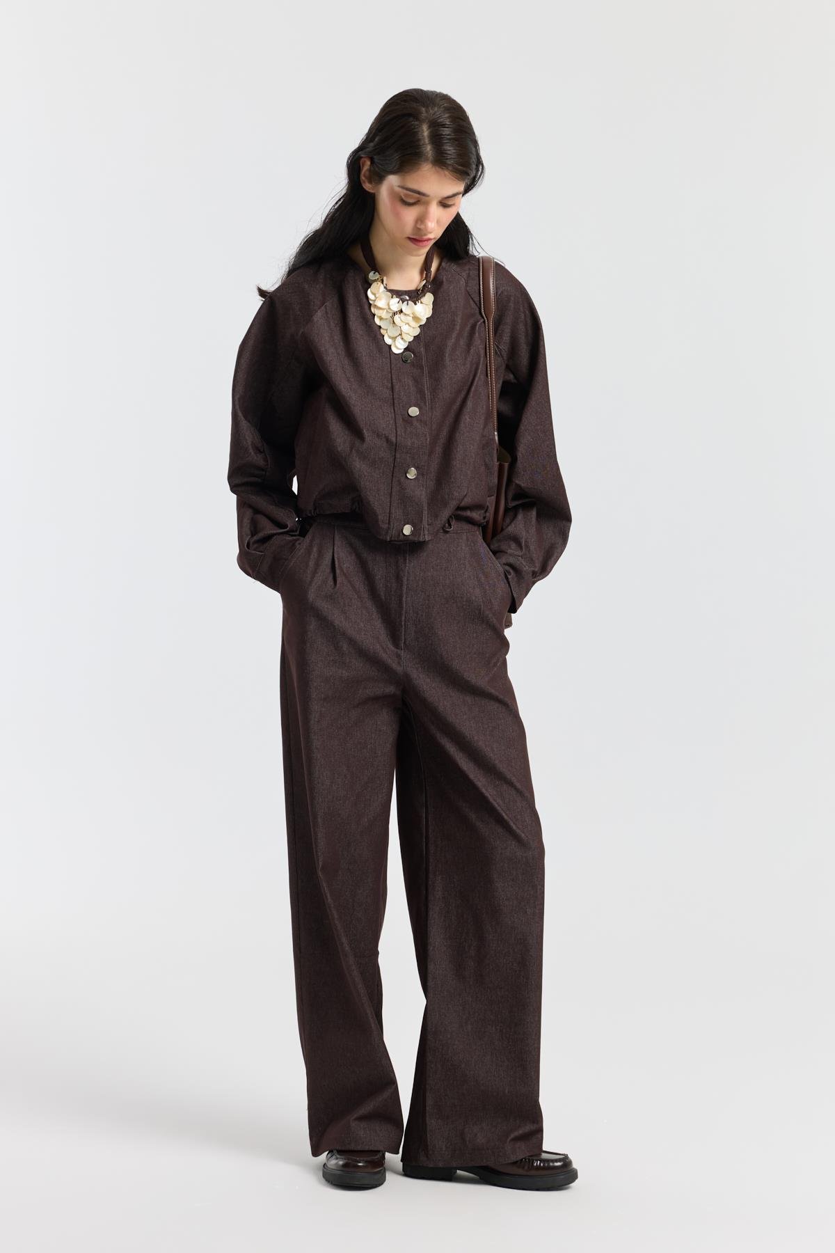 Celia Bomber Ceket Takım - Mürdüm