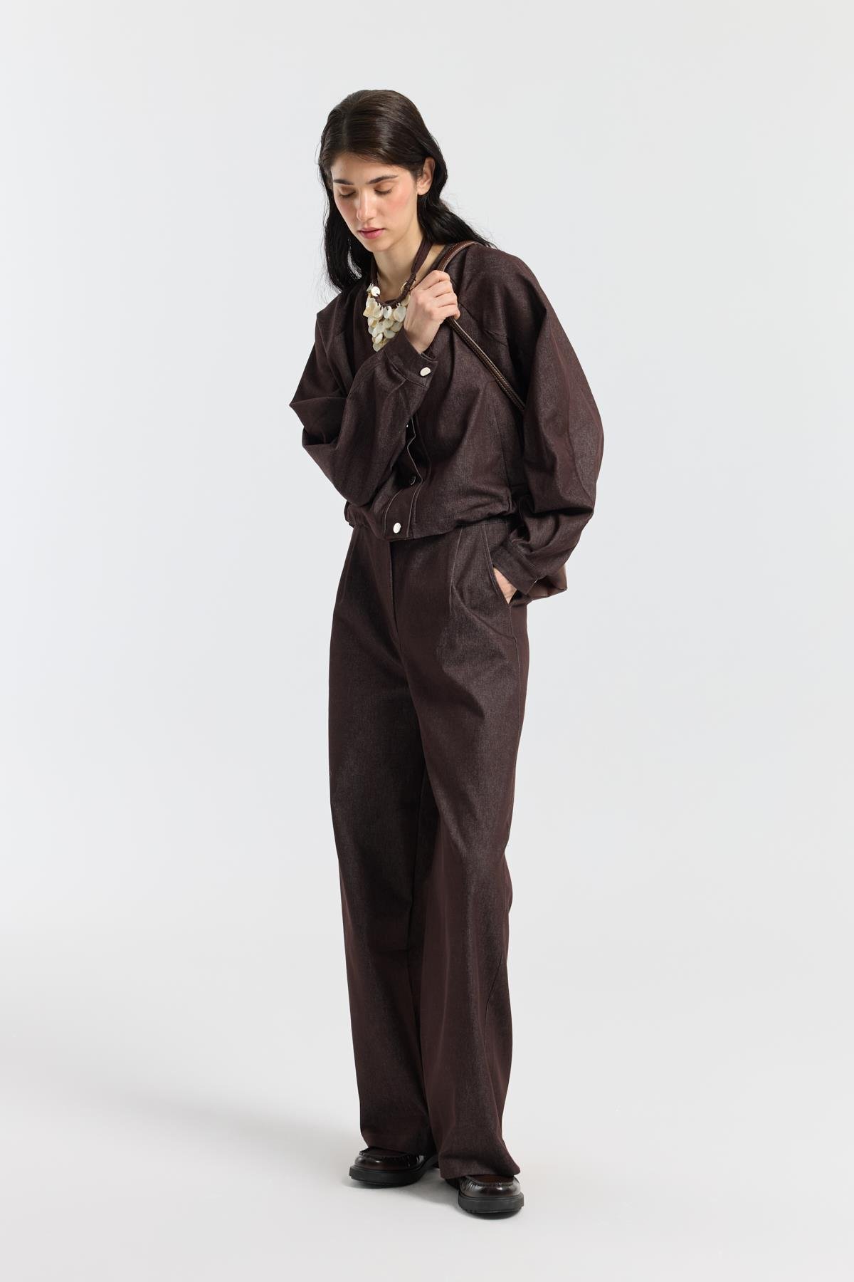 Celia Bomber Ceket Takım - Mürdüm