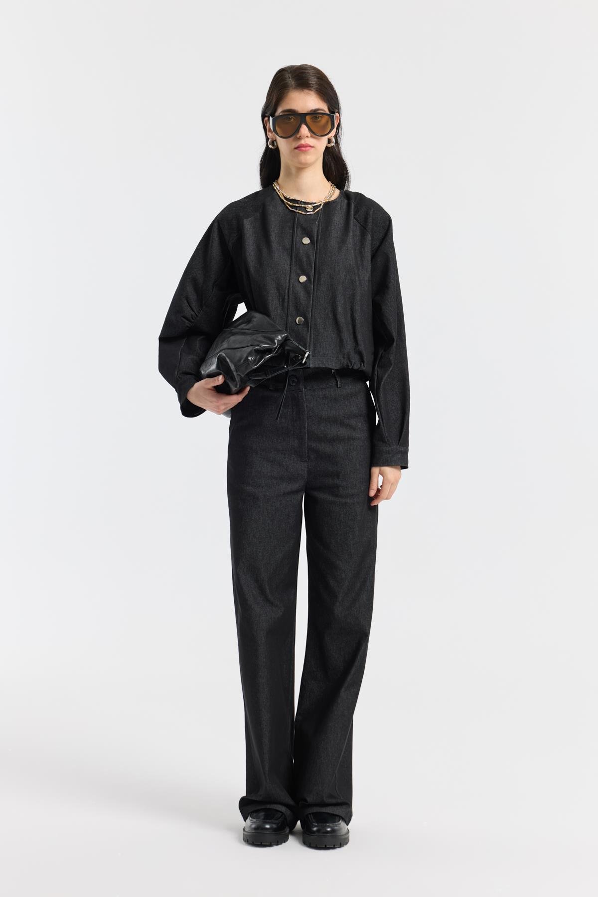 Celia Bomber Ceket Takım - Siyah