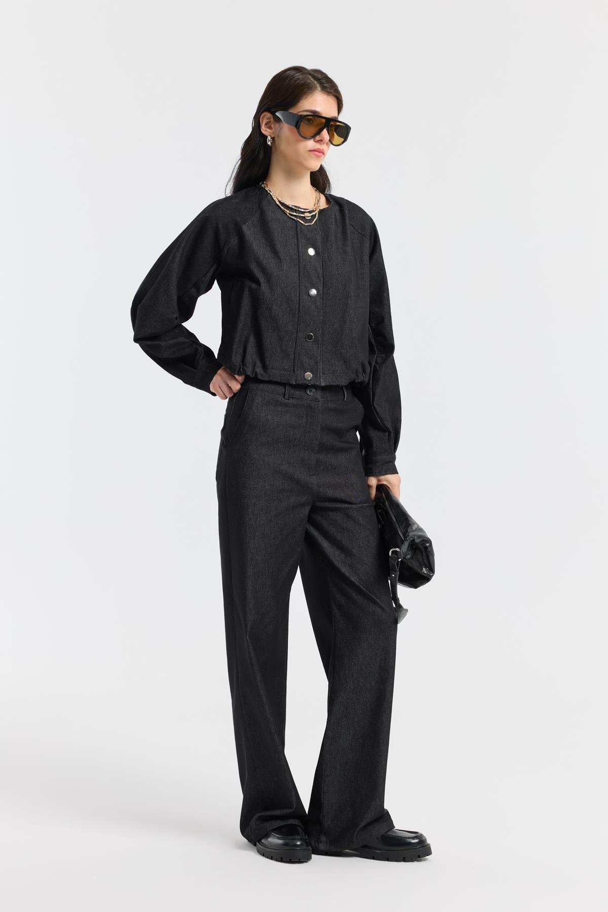 Celia Bomber Ceket Takım - Siyah