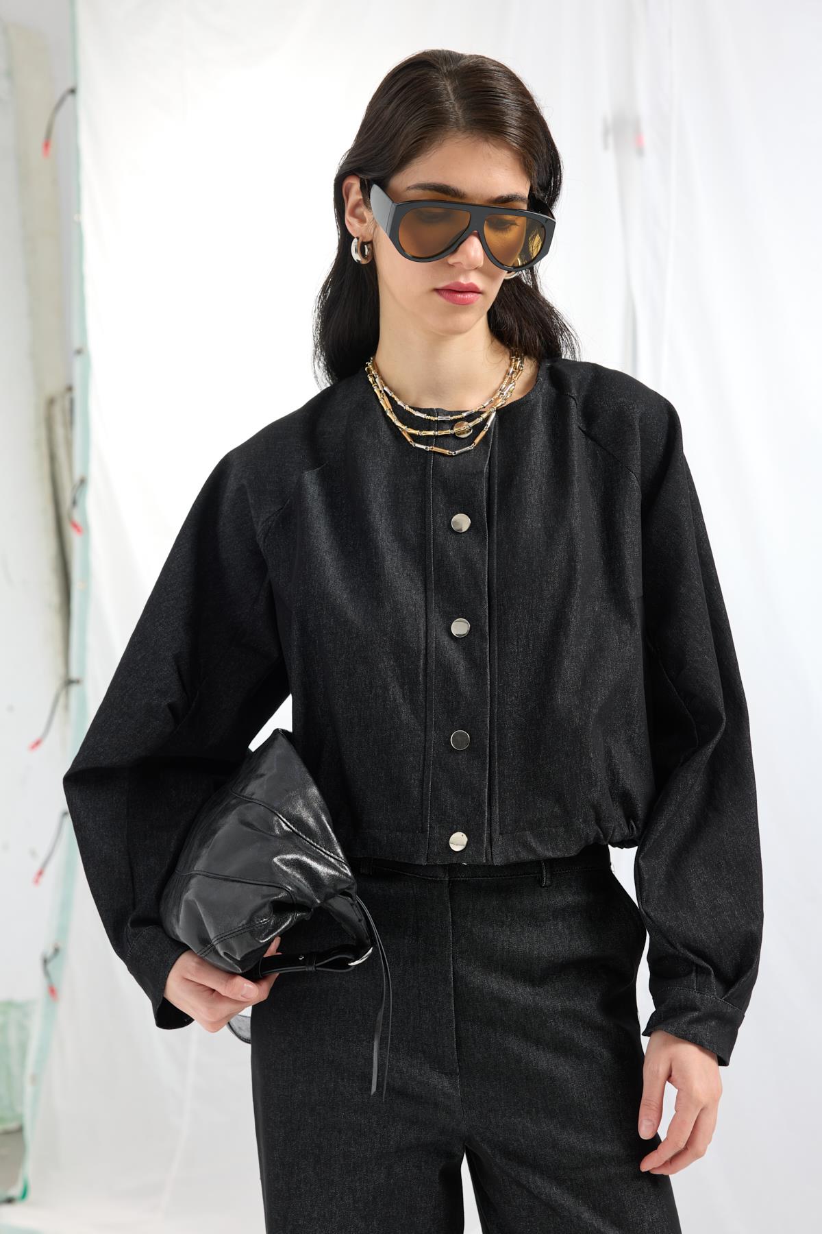 Celia Bomber Ceket Takım - Siyah