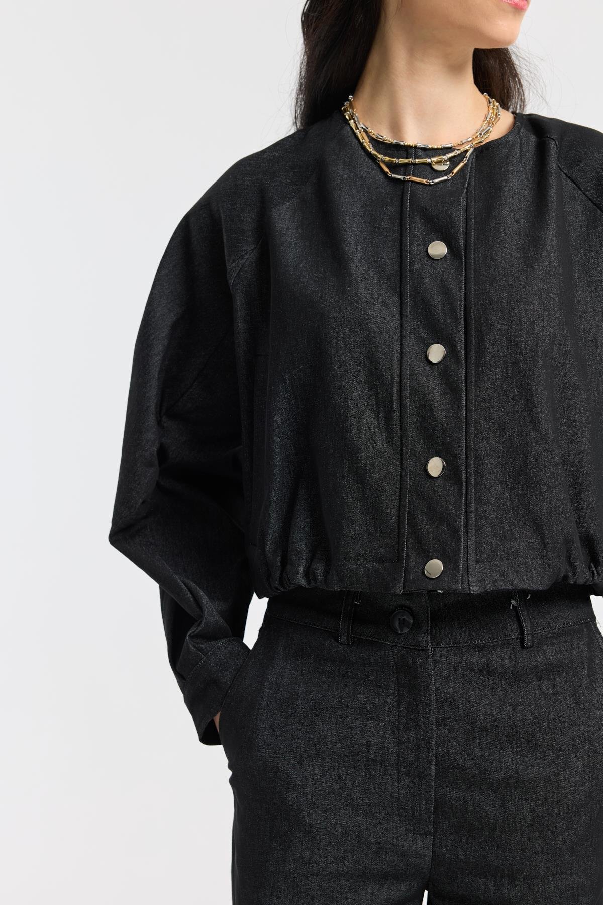 Celia Bomber Ceket Takım - Siyah