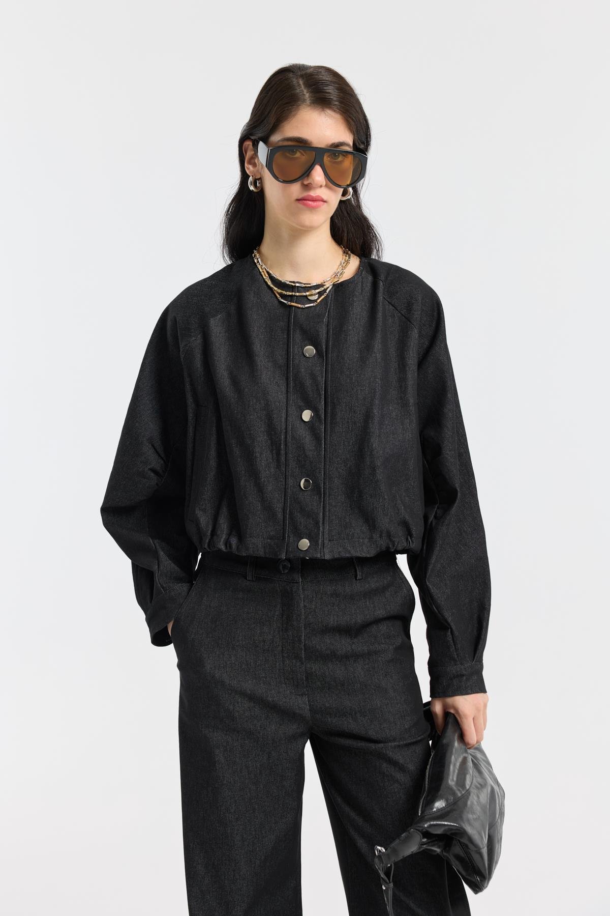 Celia Bomber Ceket Takım - Siyah