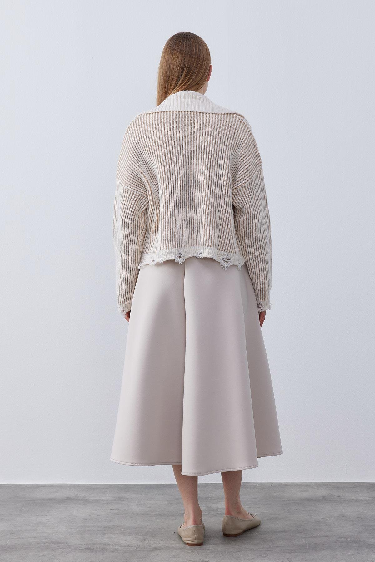 Celoisa Fermurlı Triko Ceket- Vizon 