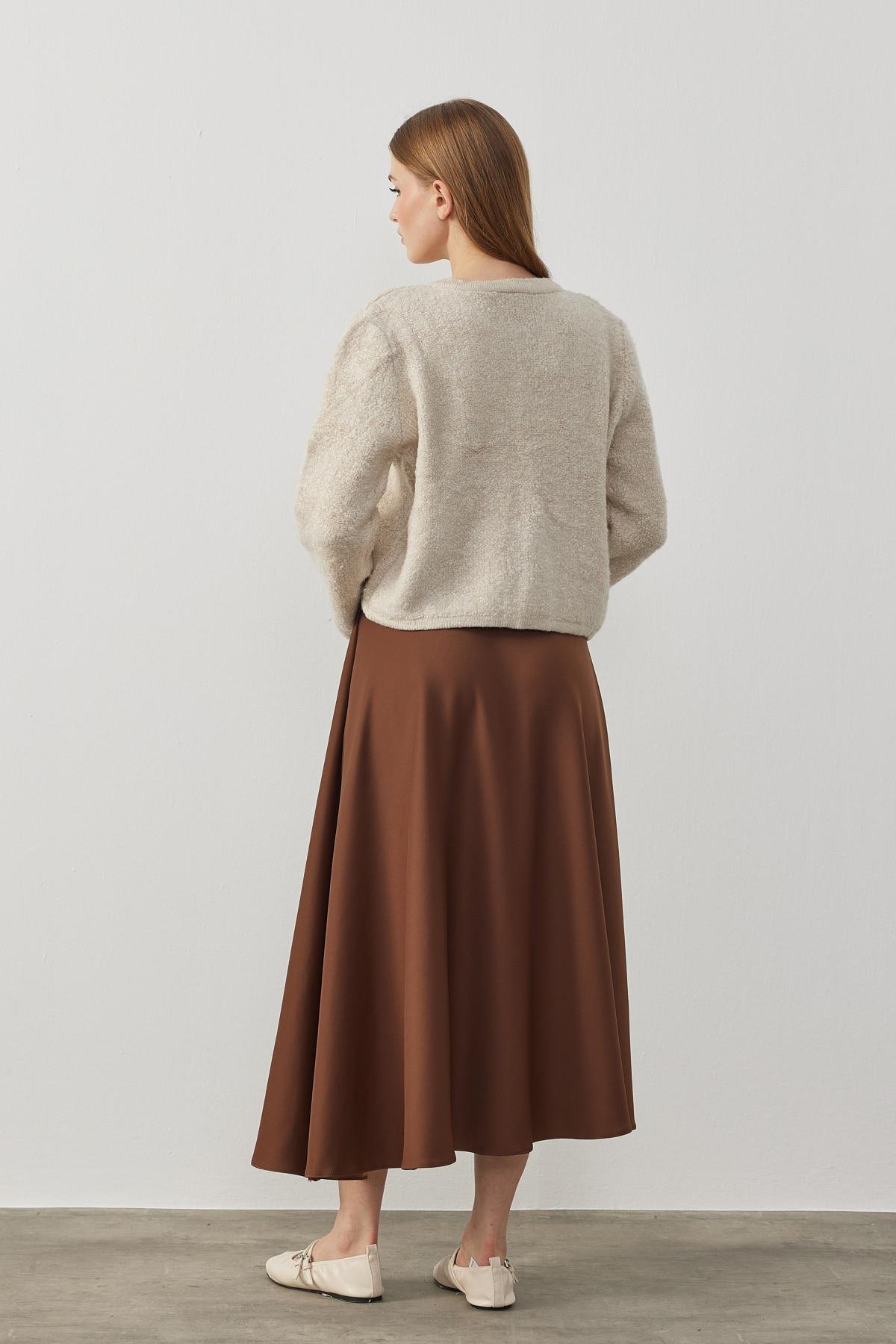 Ceremony Eskitme Düğme Detaylı Buklet Hırka - Bej