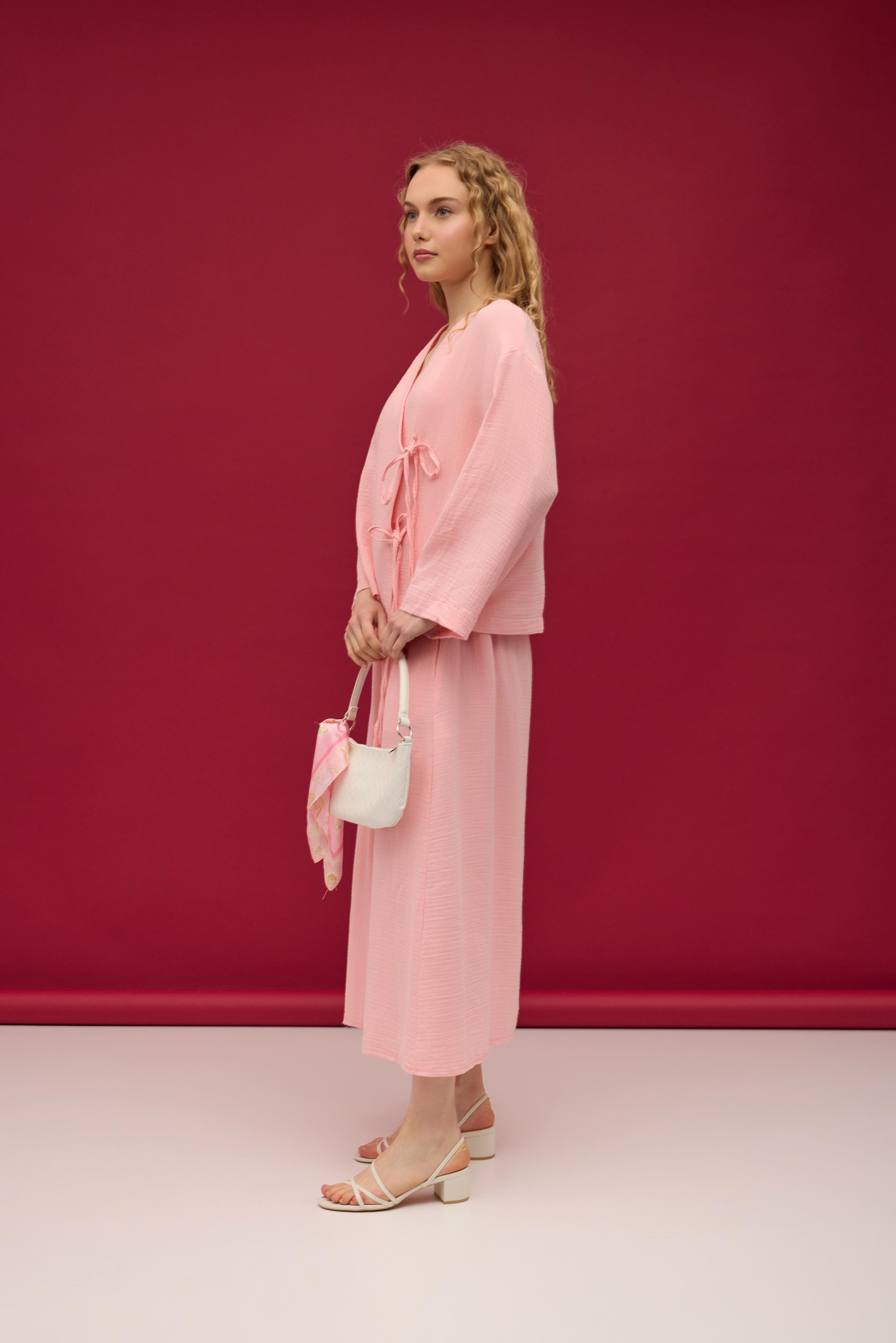 Chen Müslin Etek Takım - Pembe