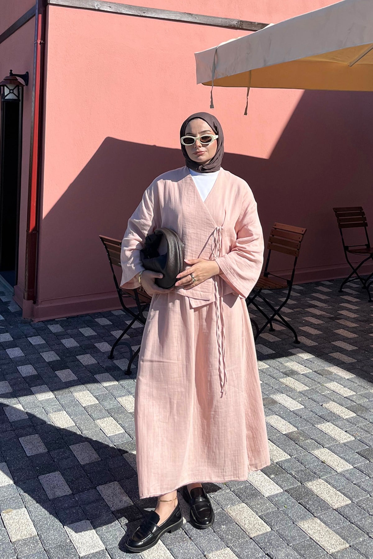 Chen Müslin Etek Takım - Toz pembe
