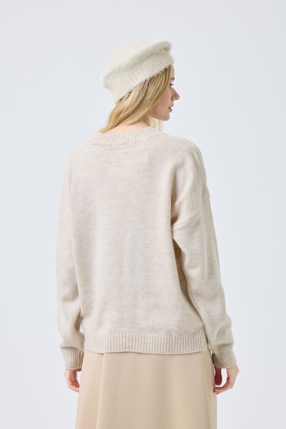 Chloe Tül Detaylı Kazak - Bej 