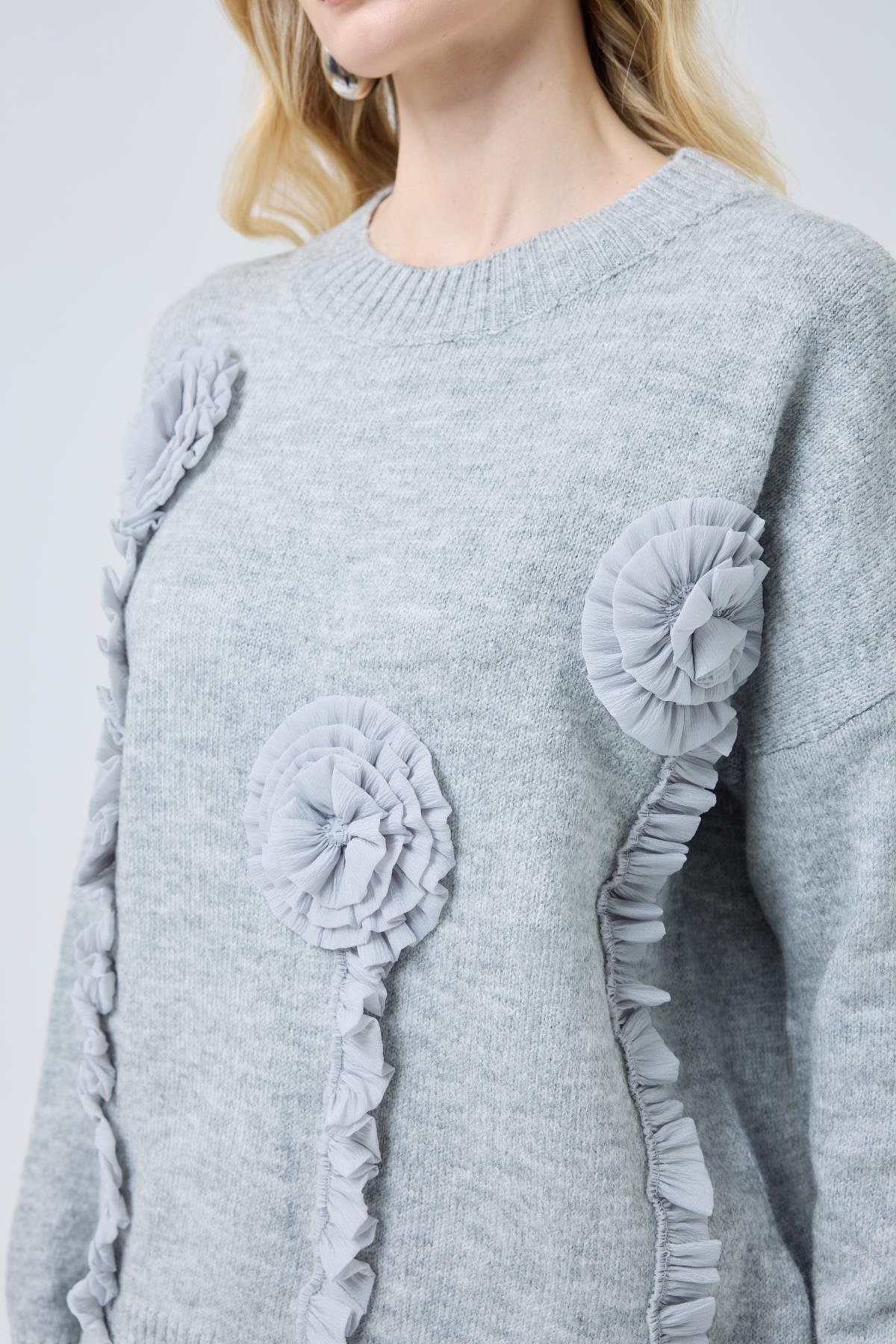 Chloe Tül Detaylı Kazak - Gri 