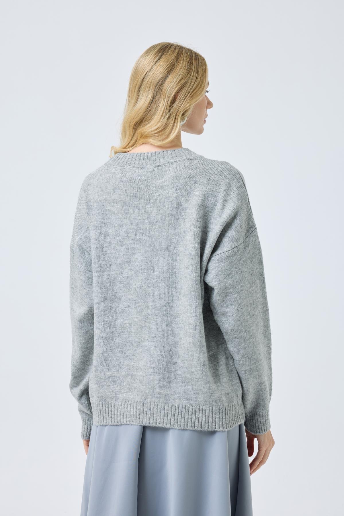 Chloe Tül Detaylı Kazak - Gri 