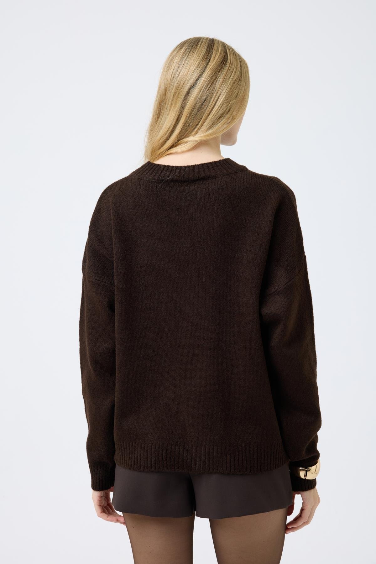 Chloe Tül Detaylı Kazak - Kahve 