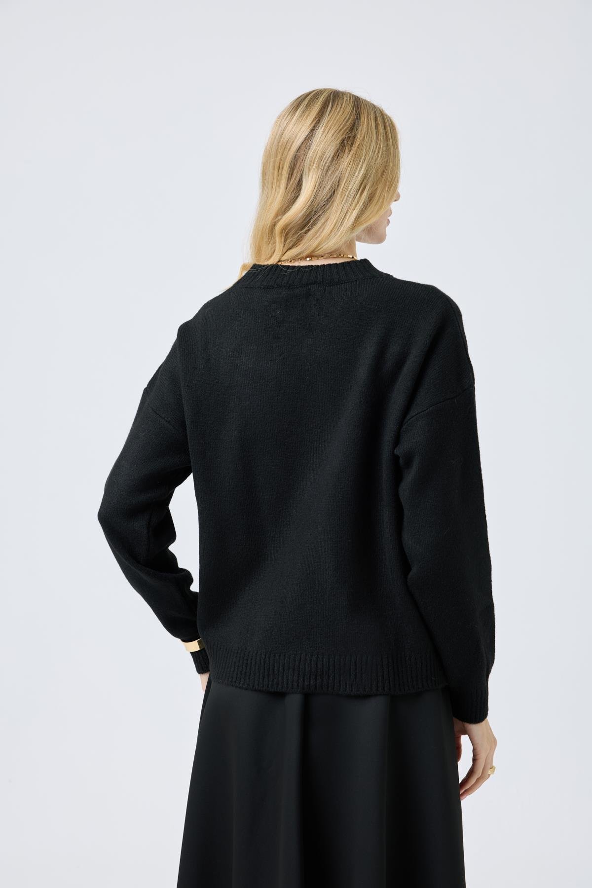 Chloe Tül Detaylı Kazak - Siyah 