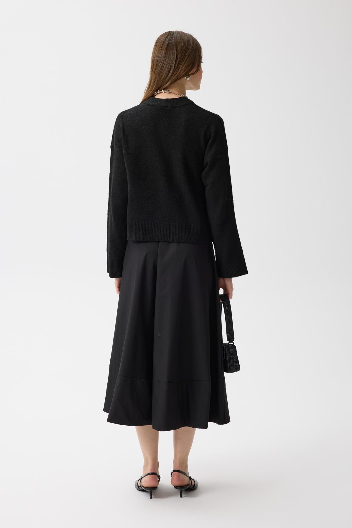 Cresida İnci İşlemeli Hırka - Siyah