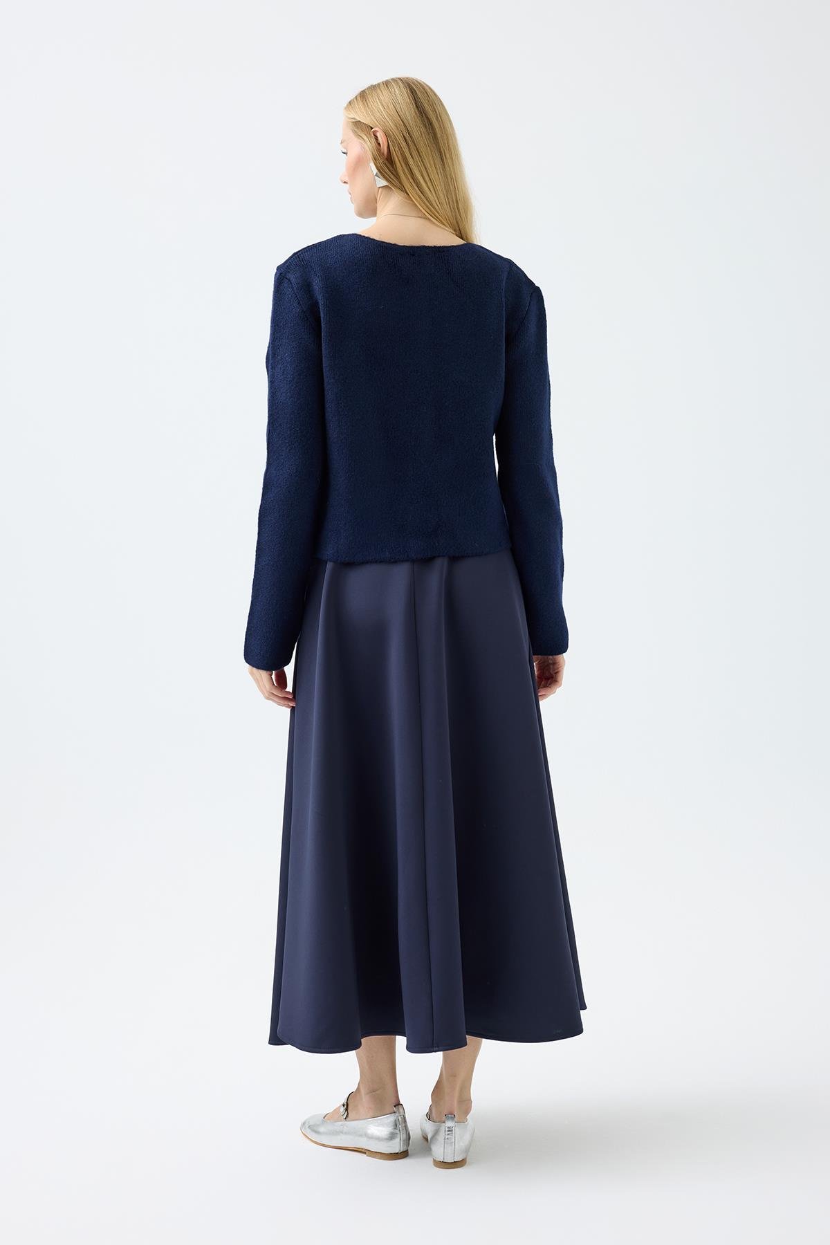 Dahlia Gümüş Düğmeli Hırka  - Lacivert