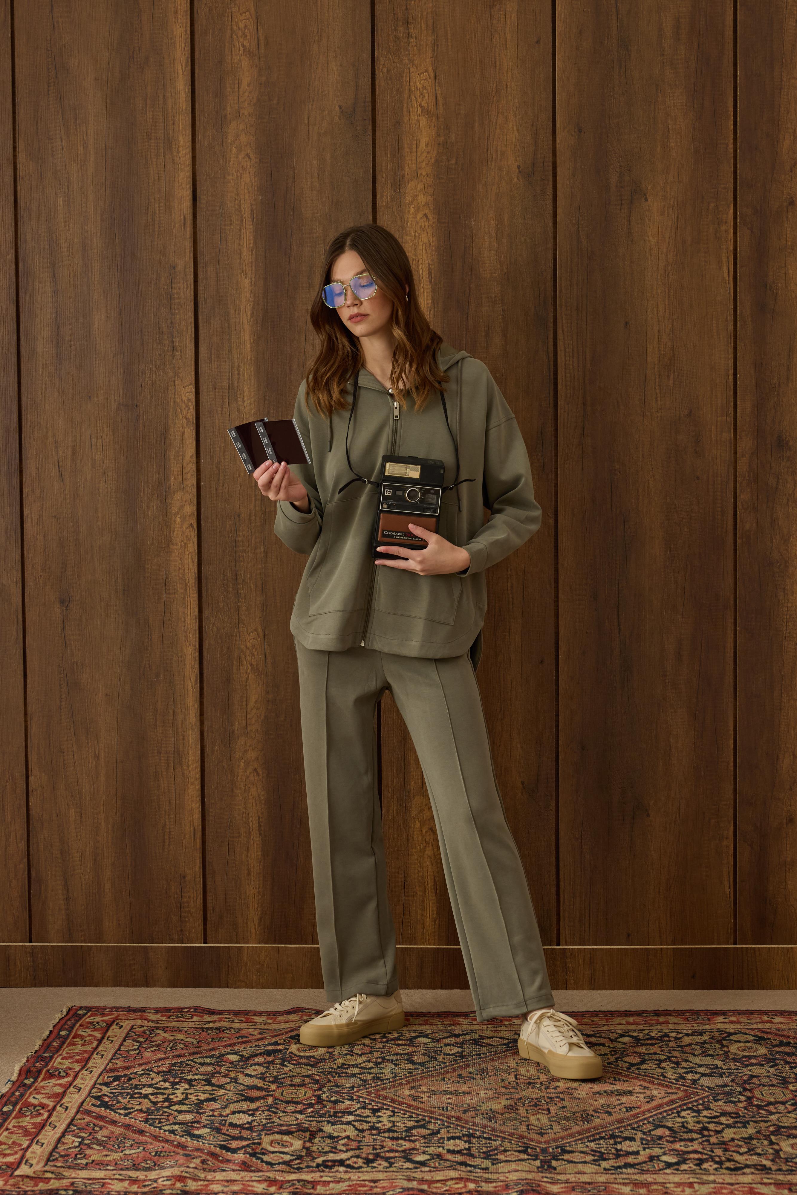 Davina Kapüşonlu Fermuarlı Takım  - Çağla