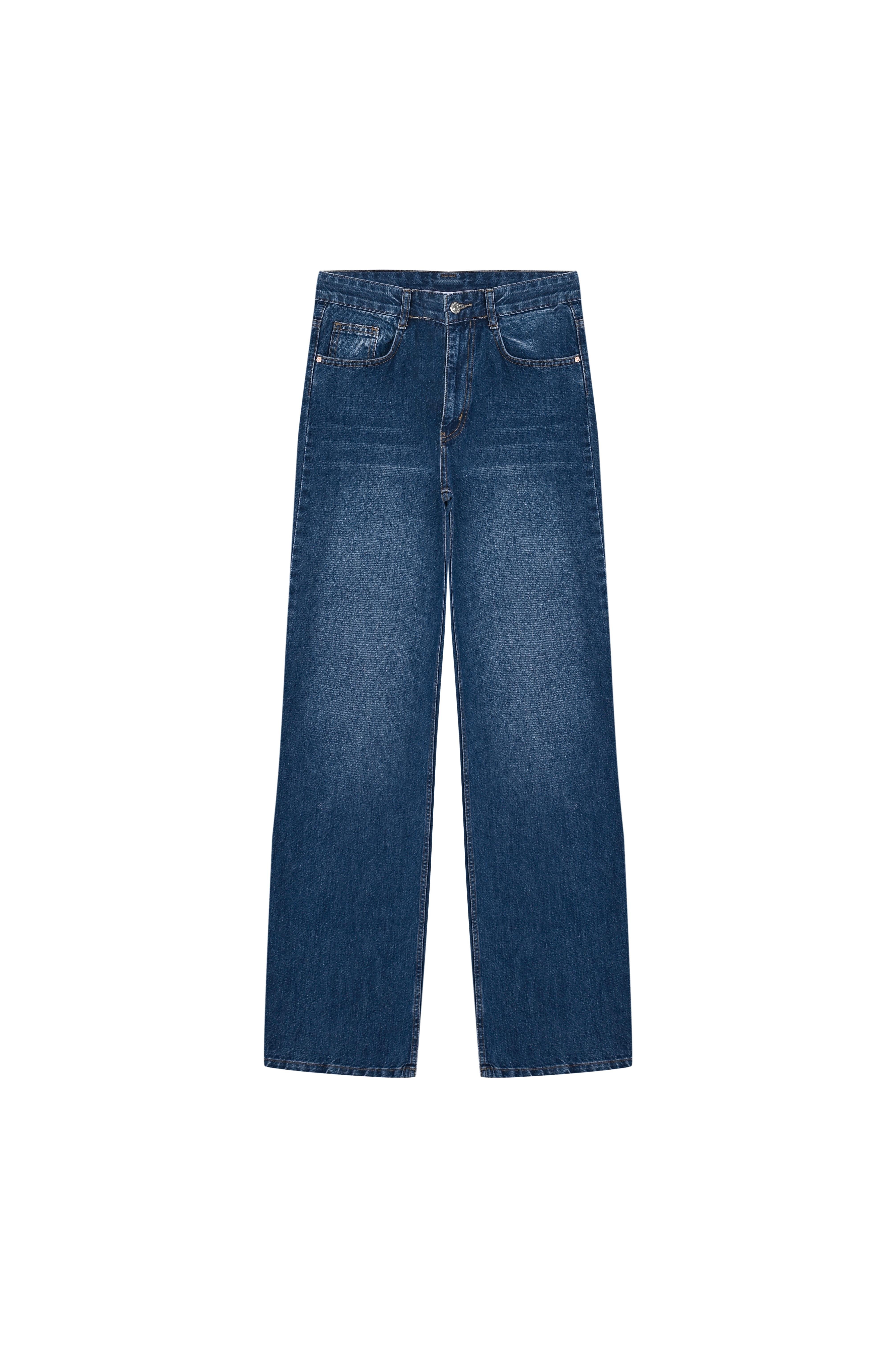 Denim Palazzo Pantolon - Lacivert