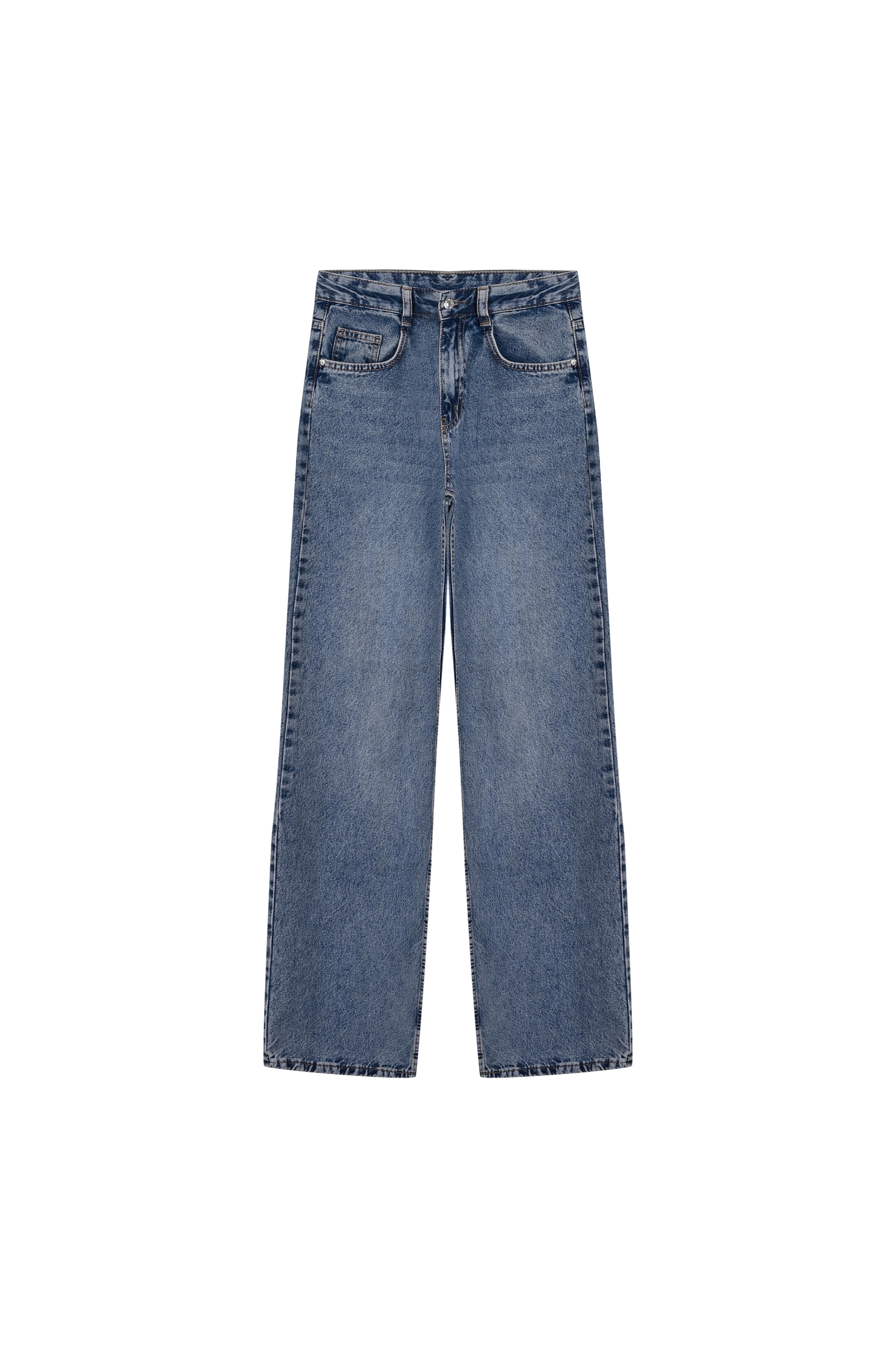 Denim Palazzo Pantolon - Taşlanmış Mavi