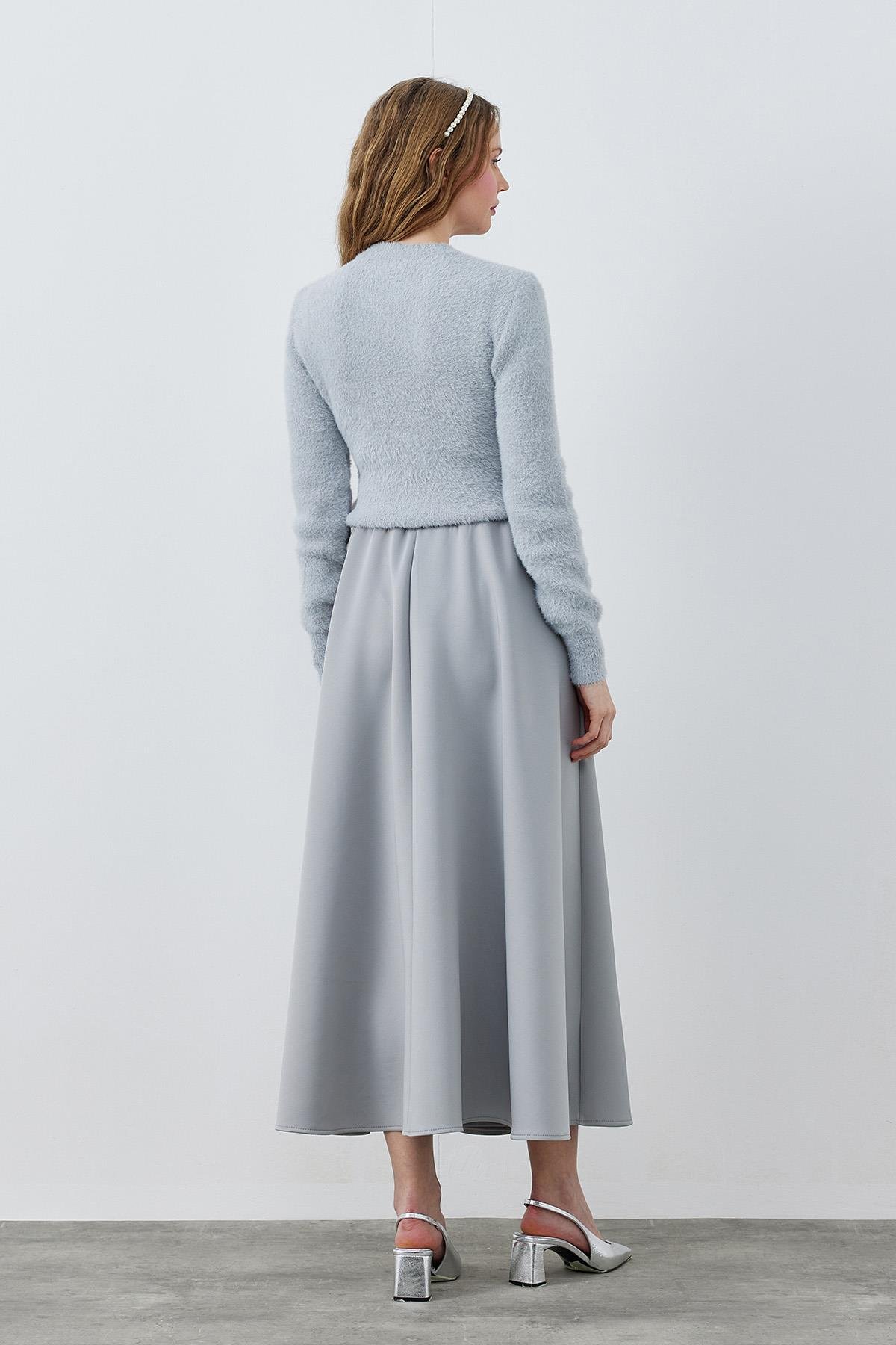 DİSNEY ÇİÇEK TAŞ İŞLEMELİ KAZAK - GRİ