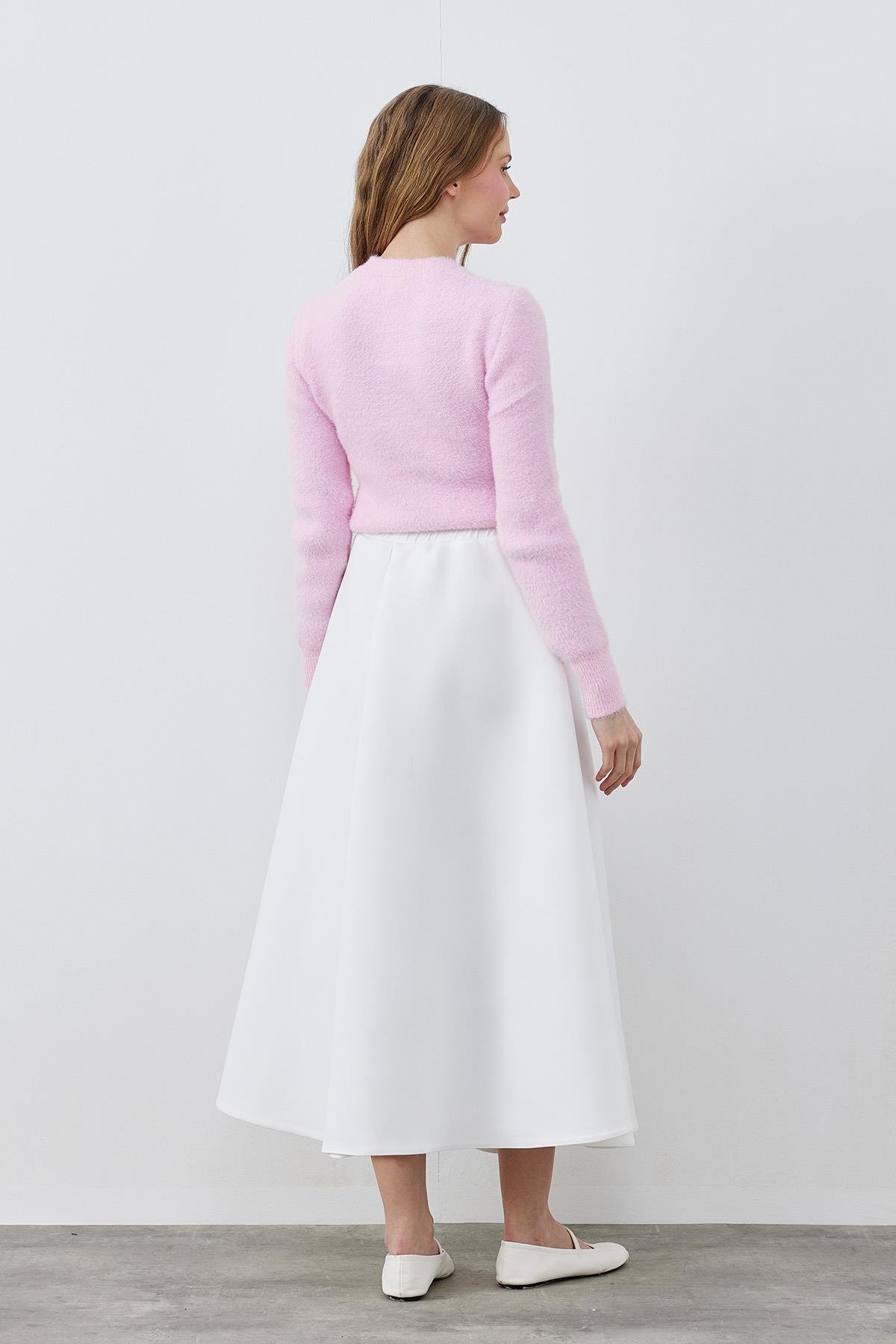 DİSNEY ÇİÇEK TAŞ İŞLEMELİ PELUŞ KAZAK - PEMBE