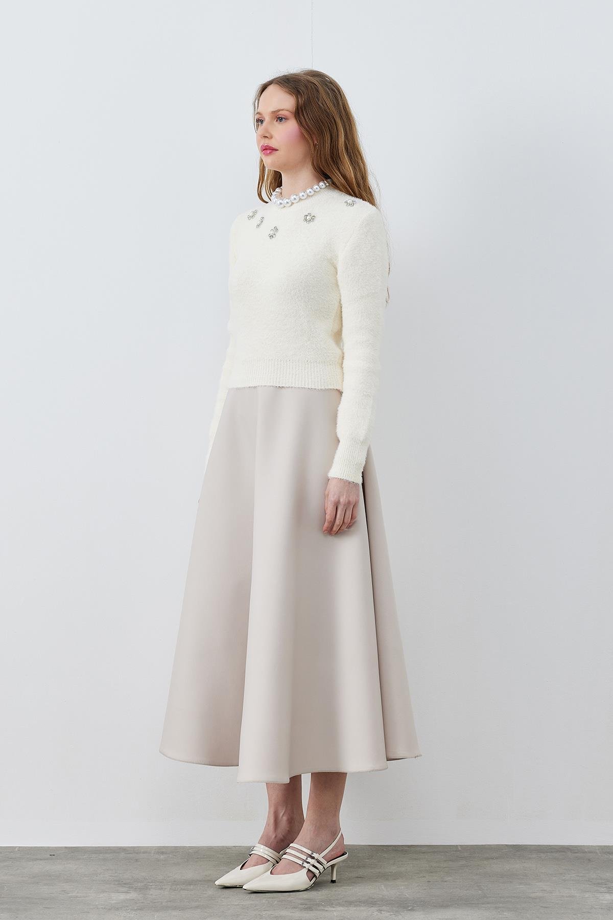 DİSNEY ÇİÇEK TAŞ İŞLEMELİ PELUŞ KAZAK -  BEBE MAVİ 